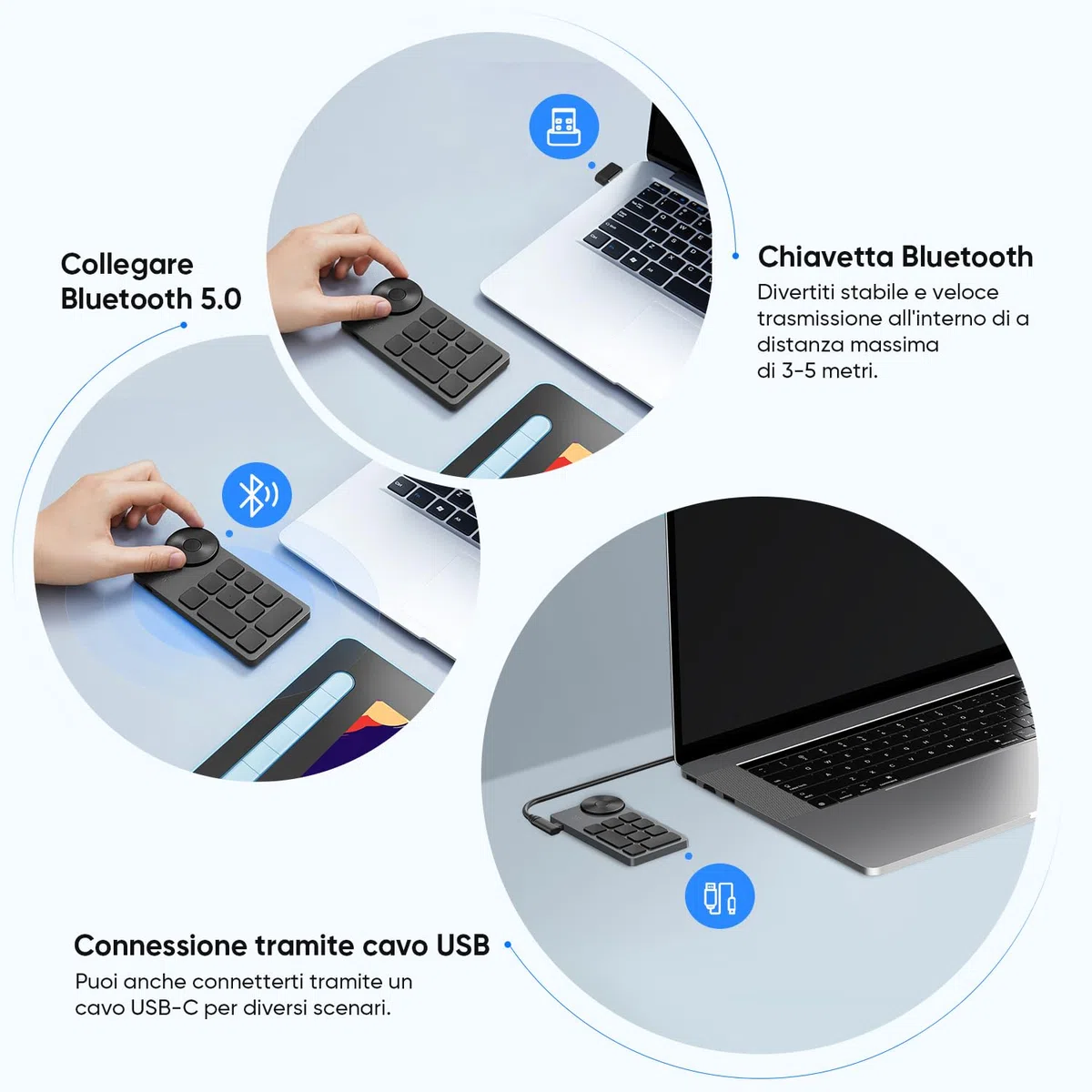 XP-PEN Telecomando Wireless di scelta rapida ACK05 Tastiera Remota Bluetooth 5.0 fino a 40 Funzioni per Tavoletta Grafica, ideale per il design