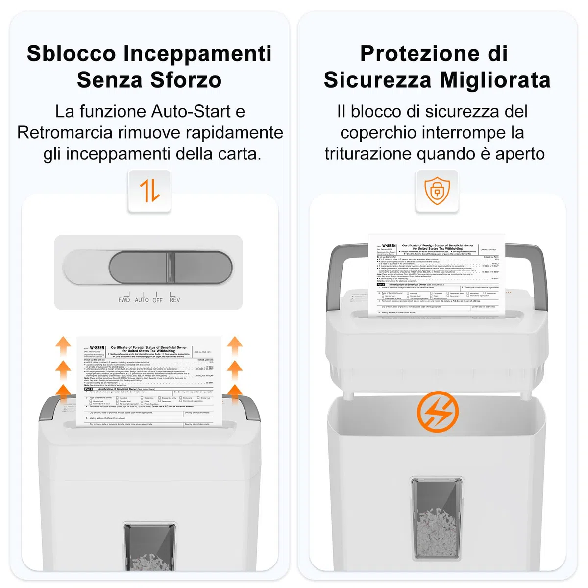 Bonsaii Distruggi Documenti 10 Fogli P4, Tritatutto Microtaglio con Contenitore 21L, Sistema Anti-Inceppo e Protezione Surriscaldamento per Ufficio/Casa, C275-B