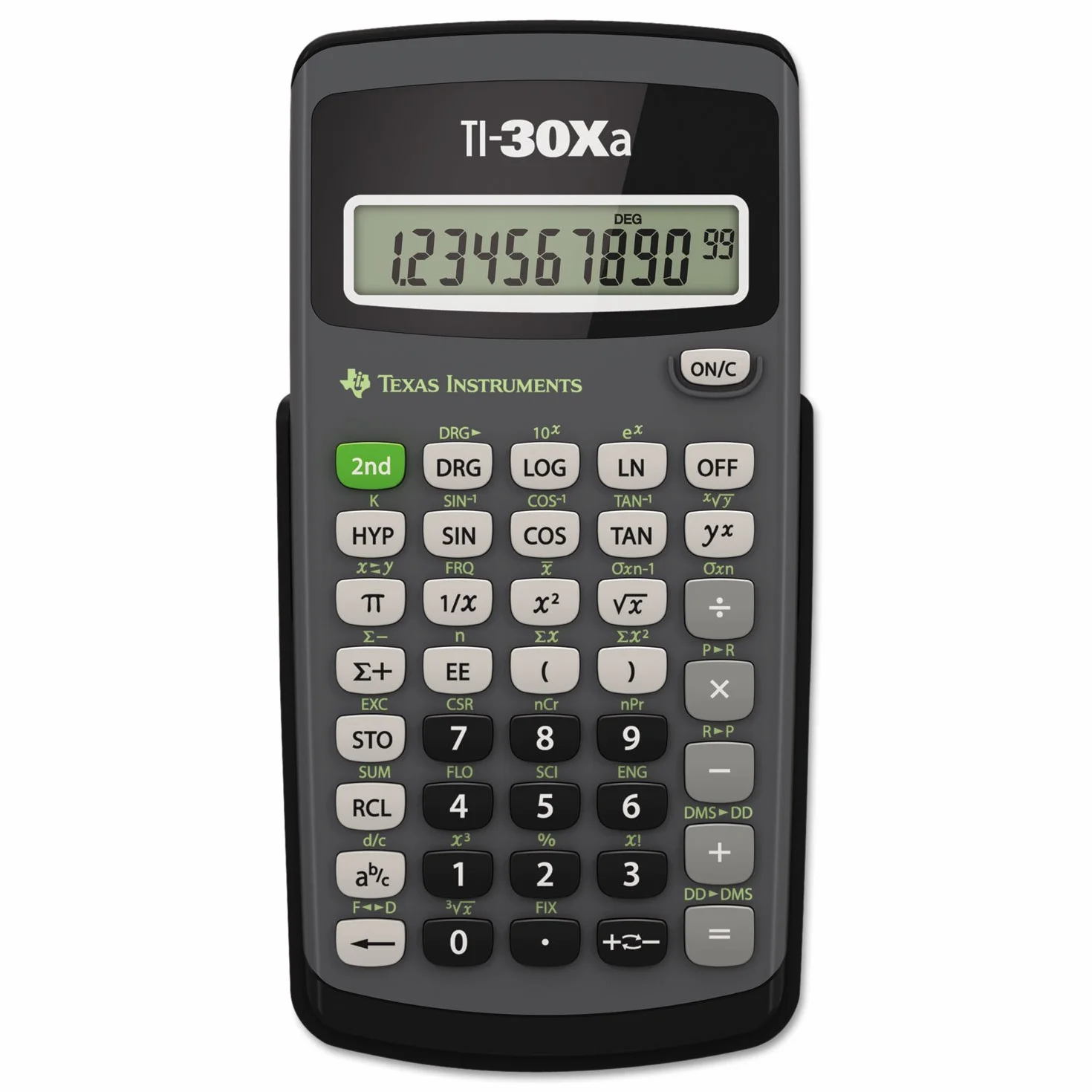 Texas Instruments TI-30XA - Calcolatrice scolastica con display a 10 cifre, funzionamento a batteria, colore: Grigio Nero
