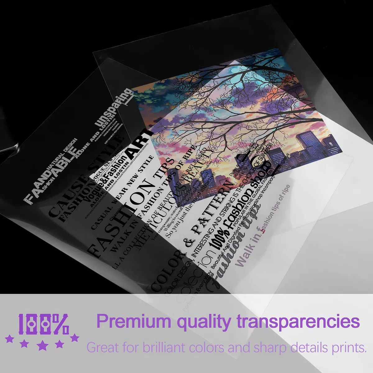 Pellicola trasparente trasparente per stampanti a getto d'inchiostro, 20,5 x 11 pollici, 100% trasparente, 100 fogli (100)