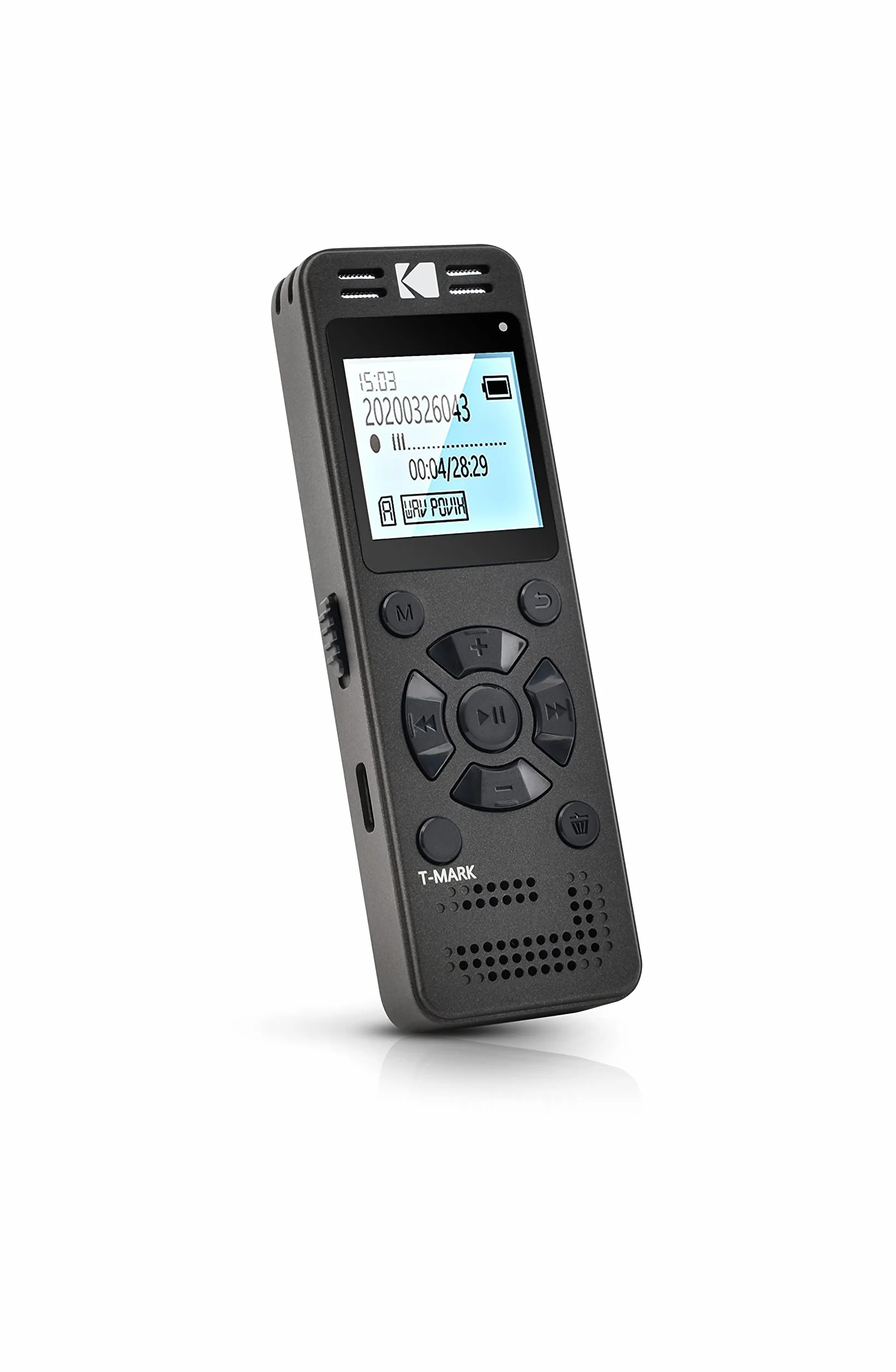 Kodak VRC350 - Registratore vocale ad alta intensità, mini registratore vocale ricaricabile con controllo vocale, batteria al litio, lettore MP3 e dispositivo di ascolto