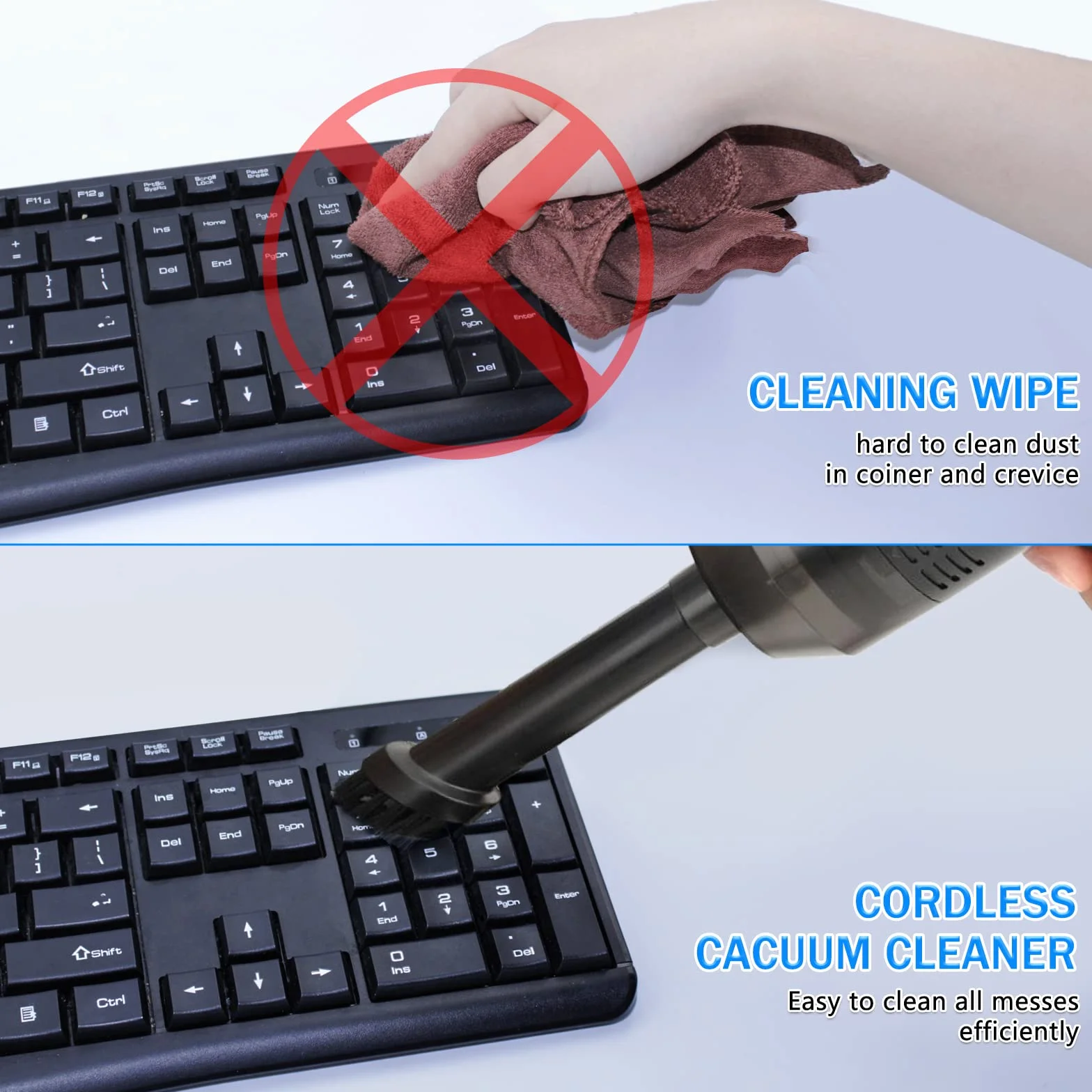 Aspirapolvere per computer Aspirapolvere potente Mini aspirapolvere ricaricabile,Cordless Portable Vacuum-Best Cleaner Tool per la pulizia di polvere,scarti per laptop,auto,borsa per il trucco