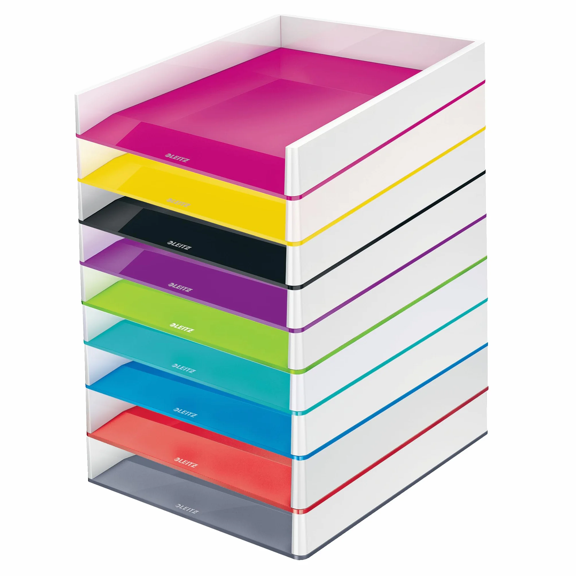 Leitz 53611095 - Vaschetta portacorrispondenza WOW Duo Colour, 4 pezzi, nero