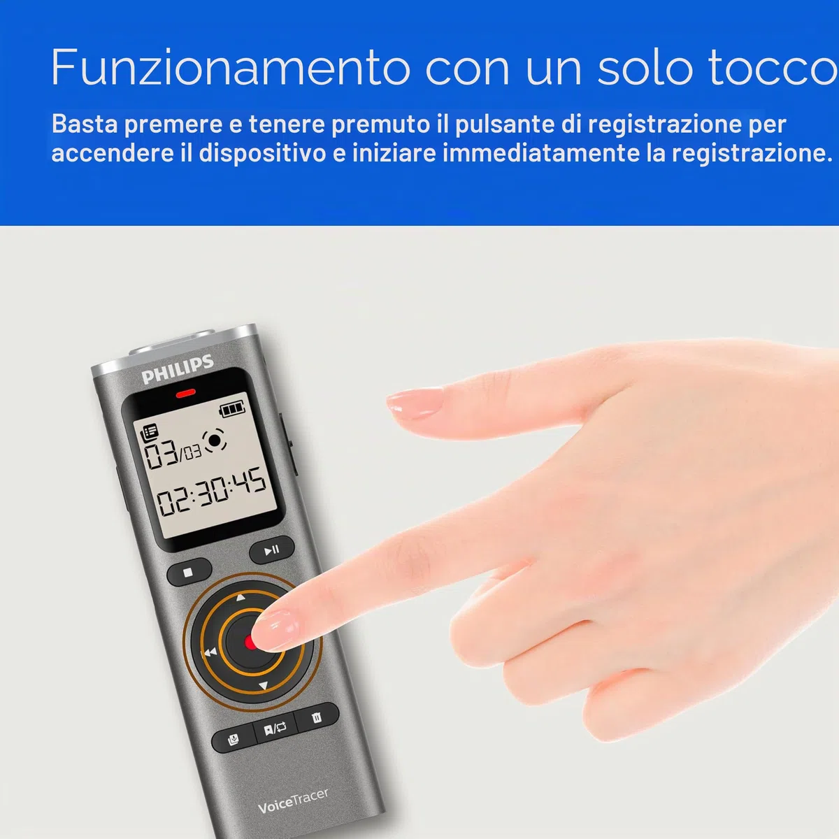 Philips DVT1170 VoiceTracer, Registratore audio, 8GB, slot per scheda micro SD