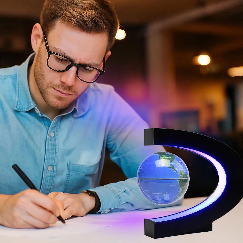 Globo galleggiante a levitazione magnetica con luce LED – decorazione unica per ufficio, casa o camera da letto, regalo di compleanno per uomini, bambini, marito o modello