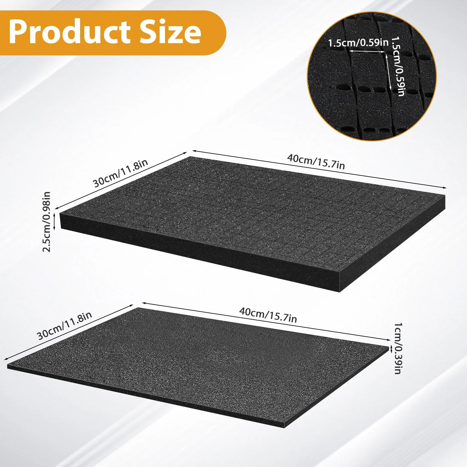 8 Pz Poliuretano Espanso, Inserto in Schiuma Pretagliato 4 Pz 400 x 300 x 25mm, 4 Pz 400 x 300 x 10mm Inserto in Schiuma Pretagliato Alta Densità, Valigetta per Fotocamera, Inserto per Valigia