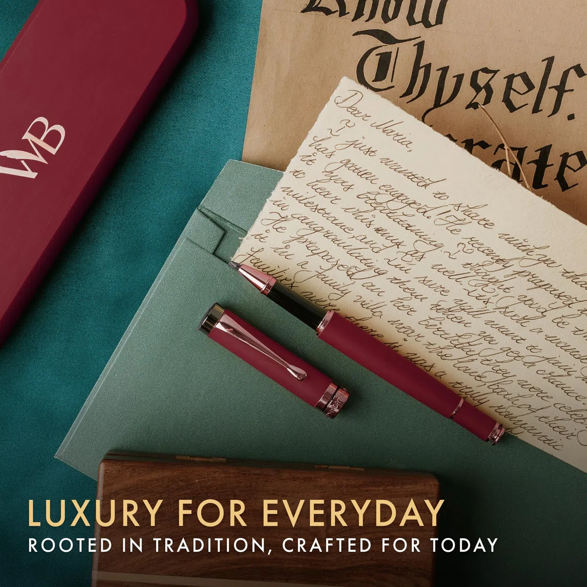 Wordsworth and Black Rollerball Pen - Penna di lusso mozzafiato in bambù legno viola, finitura oro, ricaricabile, miglior set regalo per uomini & donne, ricarica d'inchiostro