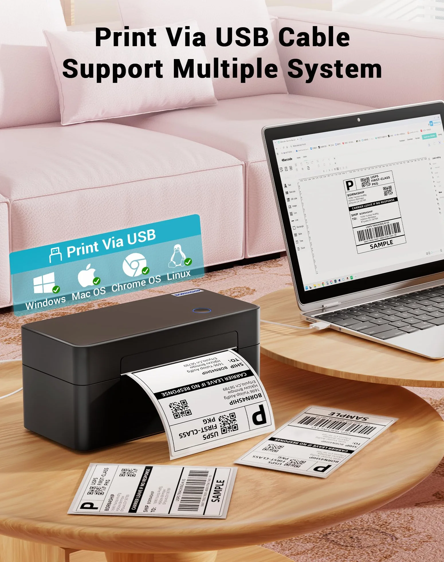 Stampante per Etichette Termica 4x6 USB per Spedizioni, Compatibile con Etsy, Amazon, Adatta per Piccole Imprese di Trasporto (solo Connessione USB)