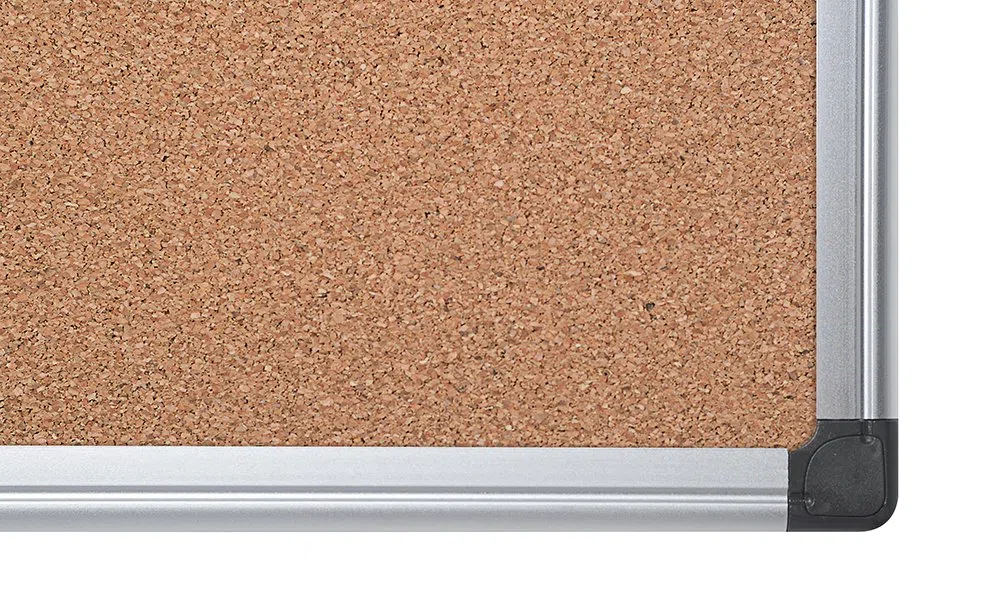 Bi-Office Pannello In Sughero Maya Con Cornice In Alluminio, Bachecha Per Avvisi In Sughero Elastico ed Auto-Rigenerante, 120 x 90 cm