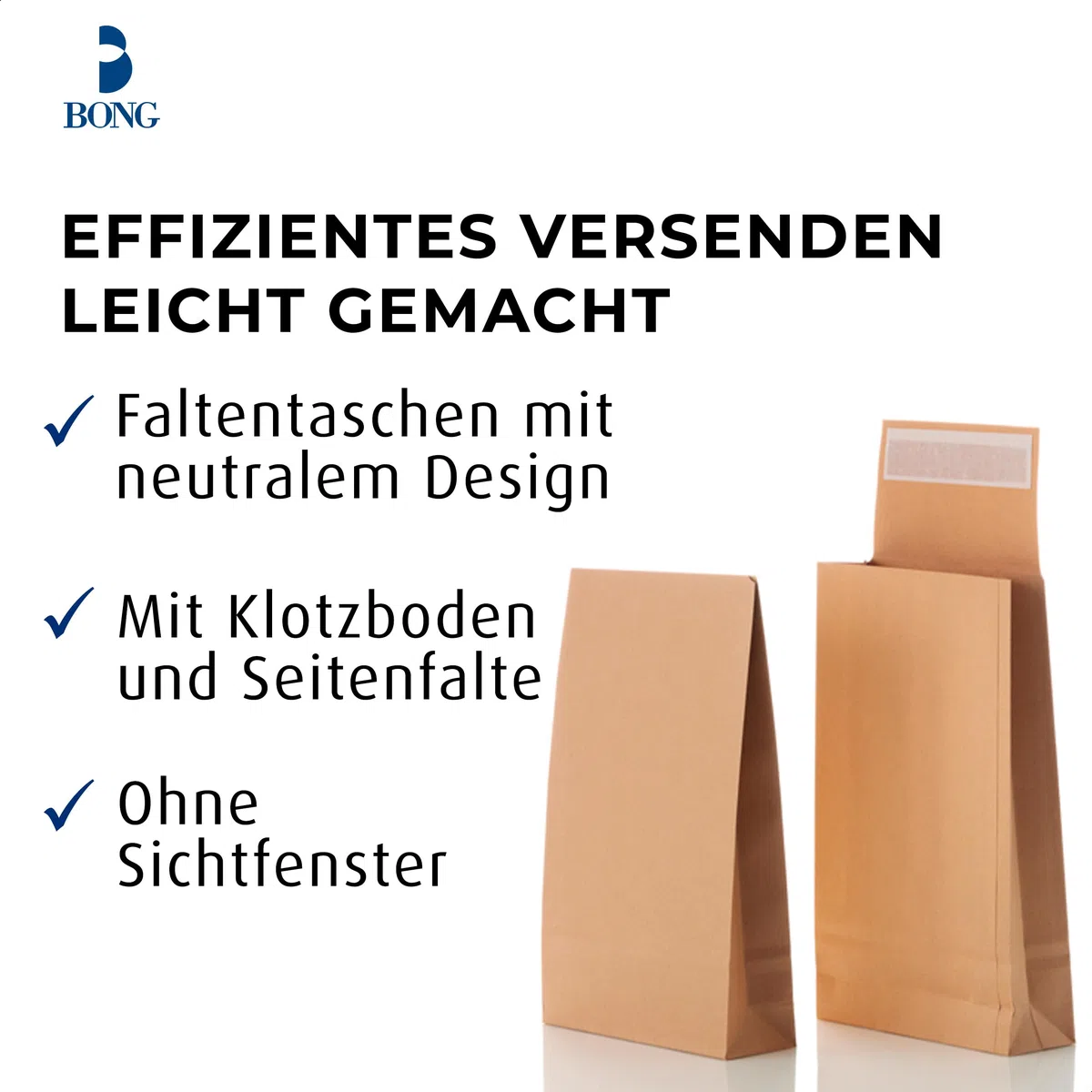 Bong 14061 - Buste a sacco, misura B5 (176 x 250 x 30mm), grammatura: 110 g/m², carta kraft, chiusura a striscia autoadesiva, confezione da 250 unità, colore: Marrone