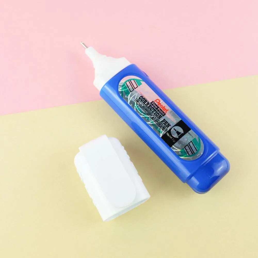 Pentel Micro Correct Penna di correzione fluida a punta fine di precisione, bianco, 12 ml
