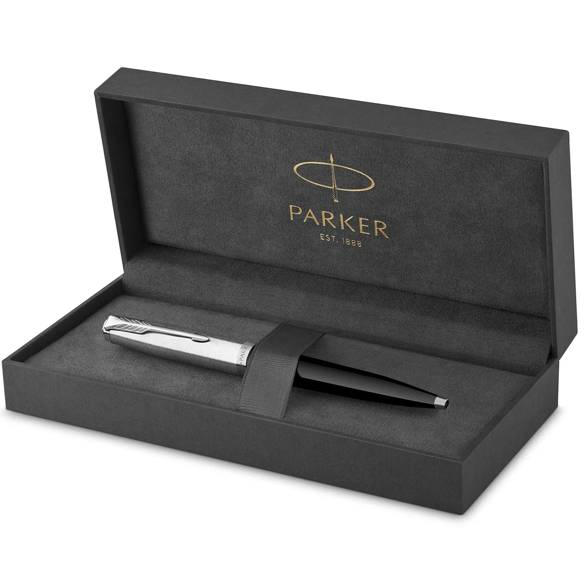 Parker 51 penna a sfera | Corpo nero con finiture cromate | Punta media con cartuccia di inchiostro nero | Confezione regalo