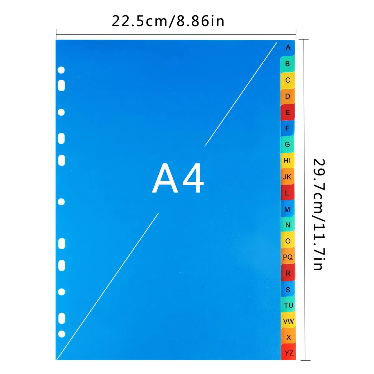 5 Pezzi Divisori per Raccoglitori A4 Numerati A-Z, Separatori Raccoglitore ad Anelli con 11 Fori Adatto per l'home Office Scuola