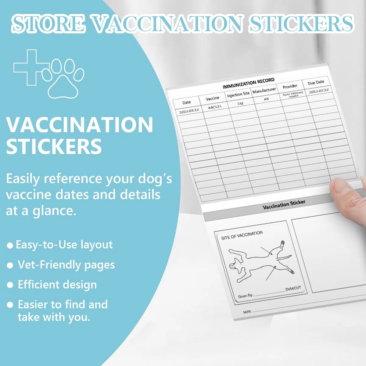 10 Confezioni di Libretti per Registrazione delle Vaccinazioni per Cuccioli 12 Fogli per Confezione Libro per Registrazioni delle Vaccinazioni del Cane Schede Sanitarie del Cane 12,7x8,9cm Quaderno