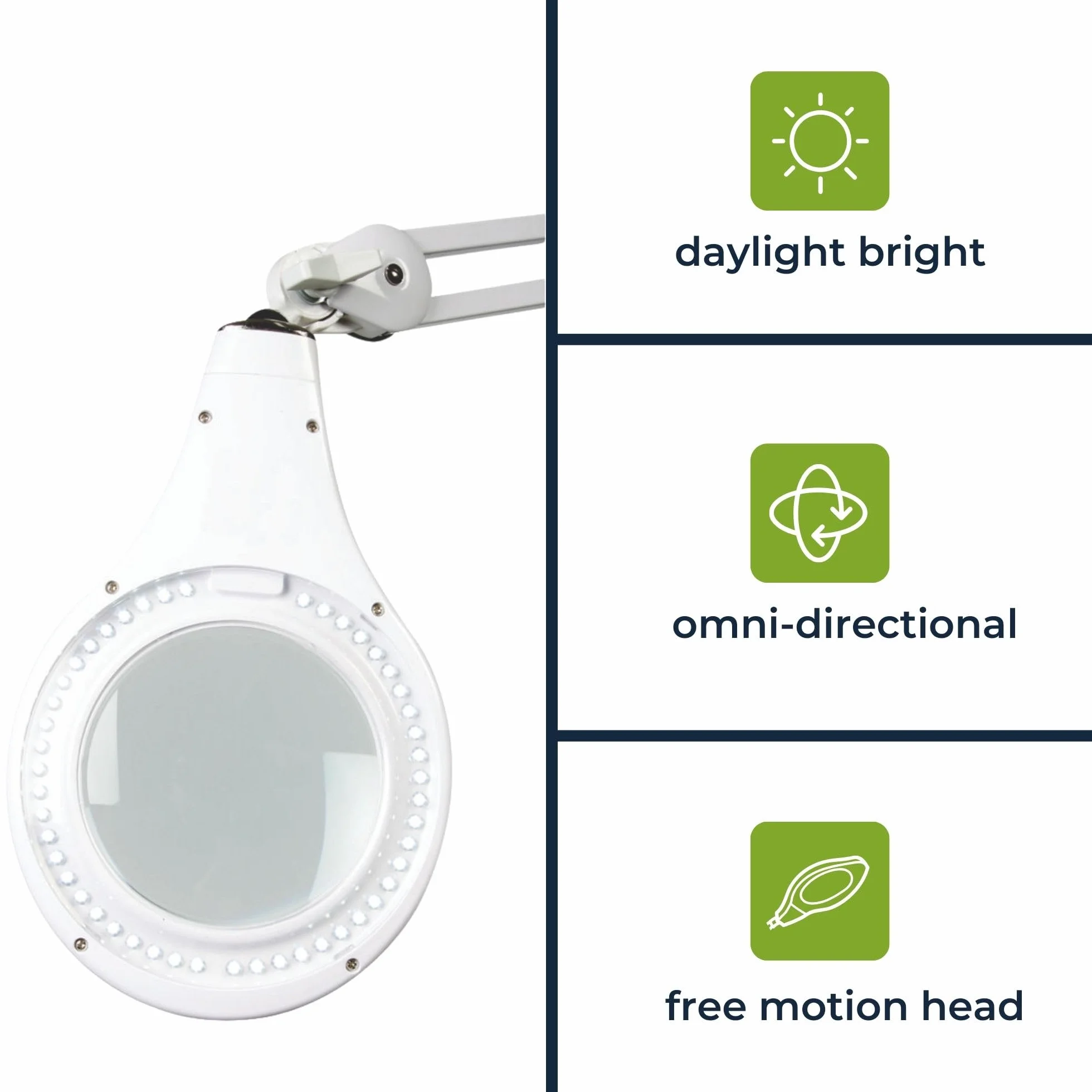 Velleman Lampada LED con lente e morsetto, lampada d'ingrandimento 4 W, 48 LED, ingrandimento 2,25x, lente 5 diottrie 120 mm, luce diurna 6400 K, per lettura, hobby, beauty e precisione
