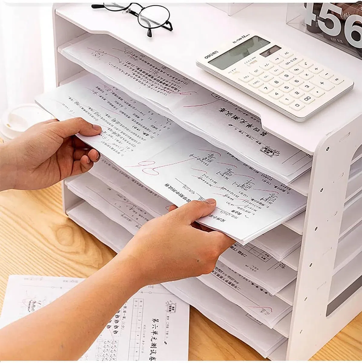 Scaffali di Carta A3 Extra Large per Ufficio e Scuola Cartelle da scrivania Bianche Scaffali Vassoio per Lettere da scrivania Portariviste per Documenti 2024