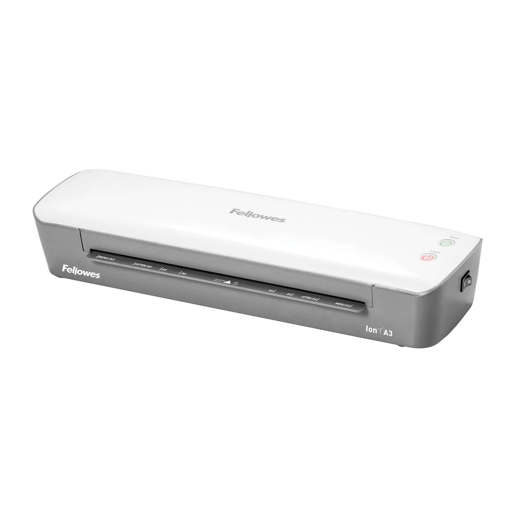 Fellowes plastificatrice Ion A3, formato A3, fino a 125 micron, per casa e ufficio, plastificatrice con leva di sblocco e modalità riposo, riscaldamento in 4 minuti, incluso starter pack di 10 pouches