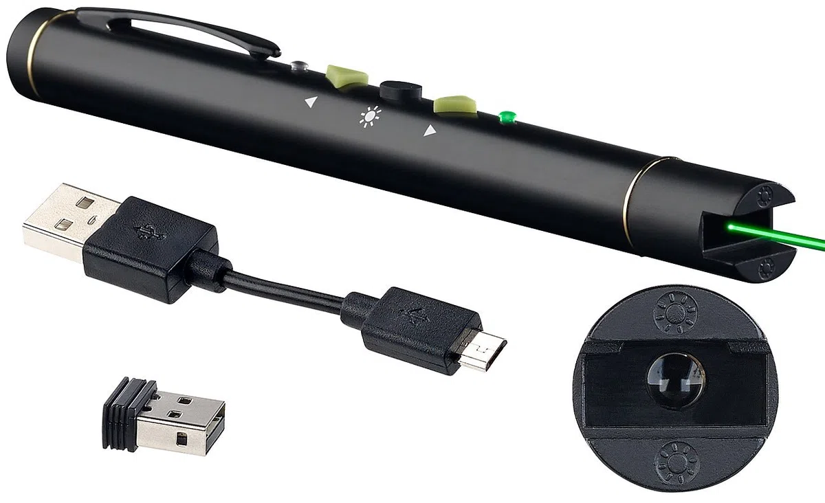 Puntatori per presentazioni - puntatore laser: presentatore multimediale, puntatore laser verde, batteria (verde, pointer potente, penna)