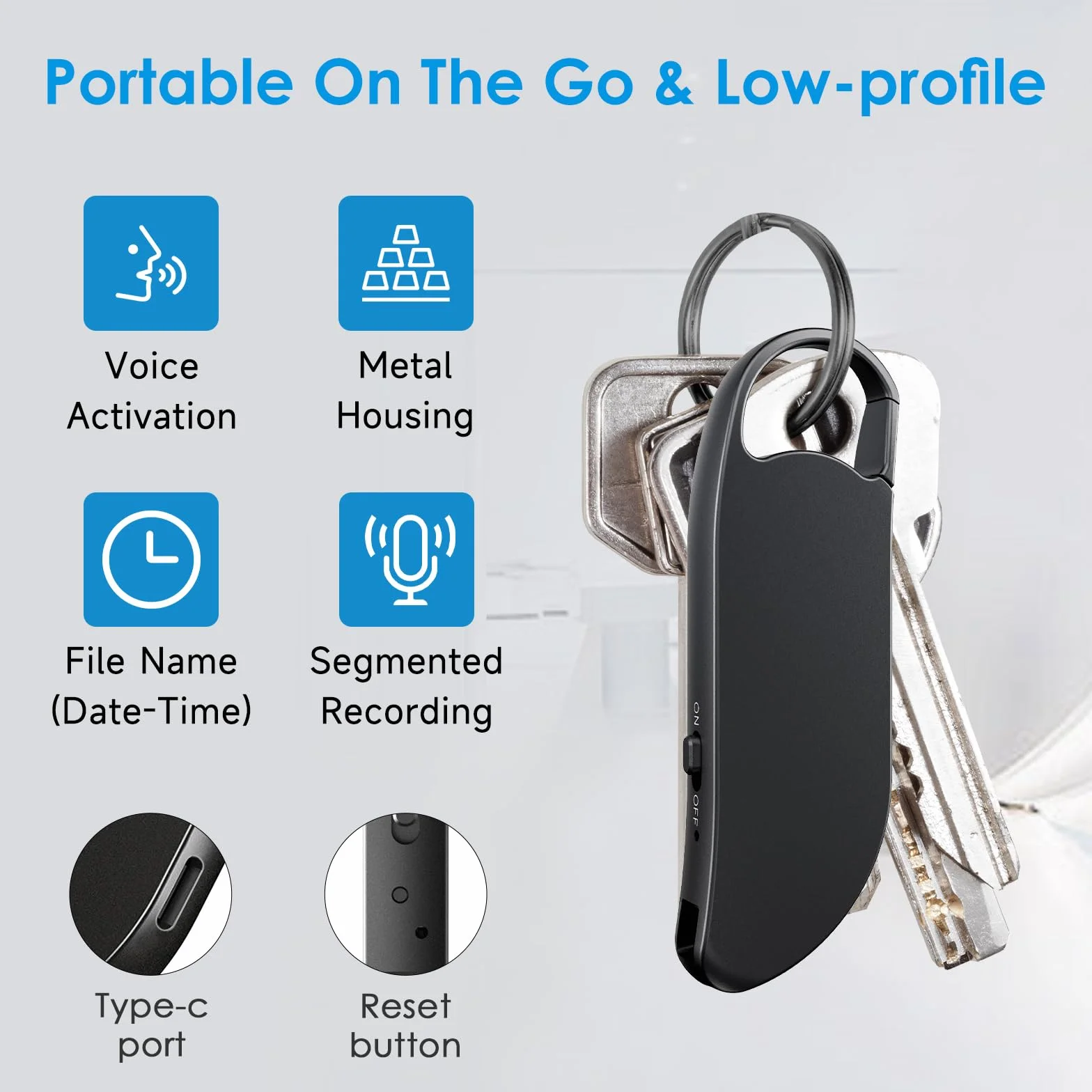 32GB Registratore Vocale Professionale, Clooissr 1536Kbps Registratore Vocale Portatile e Appendibile con Attivazione Vocale, Registratore Audio Digitale per Lezioni, Riunioni, Interviste