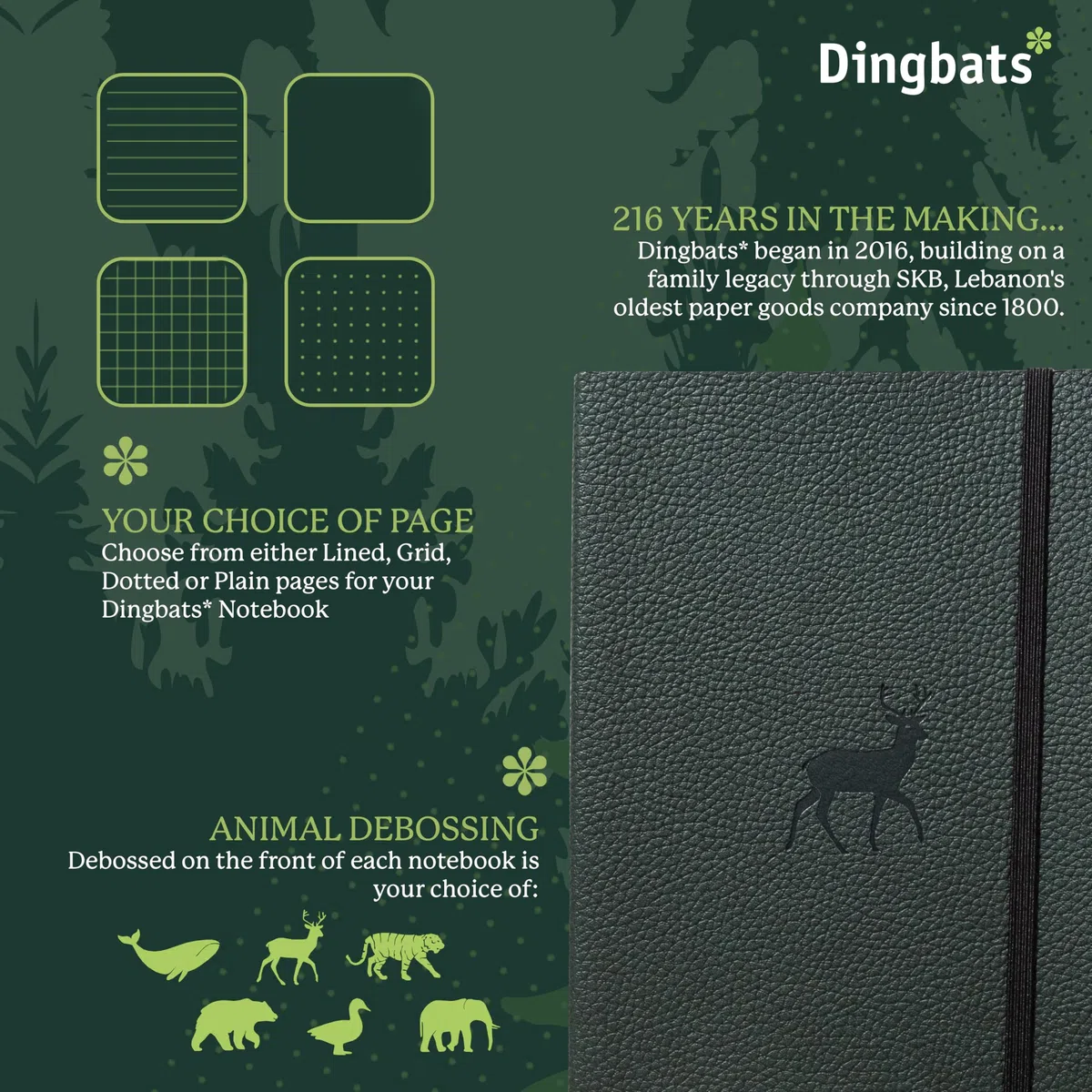 Dingbats* - Taccuino a Righe A5 - Copertina Morbida - Pagine Spesse Perforate - Esperienza Versatile, Pelle Vegana, Segnalibro, Portapenne