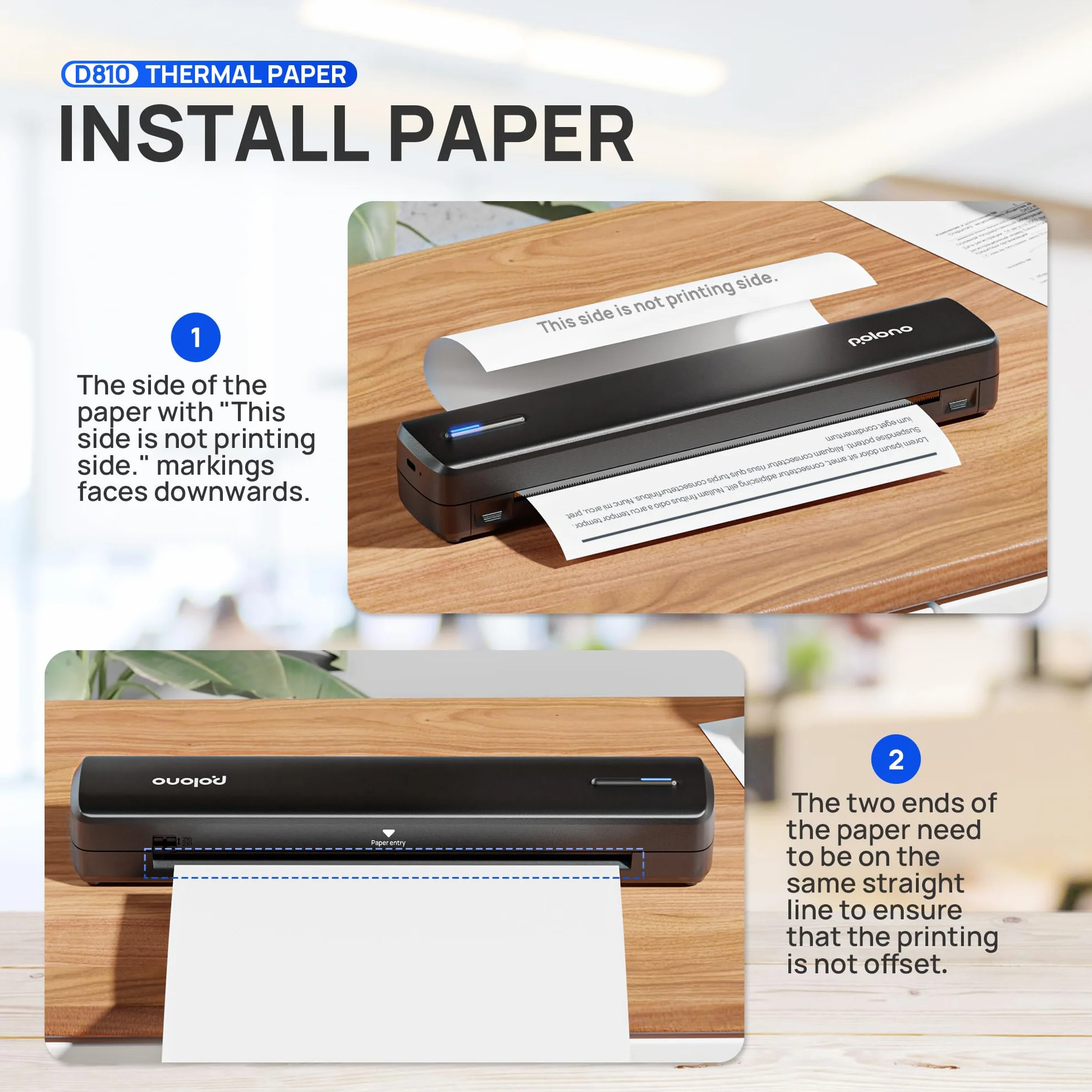 POLONO D810 Carta termica per stampante 8,5 x 11 pollici, stampa termica avanzata, carta termica formato lettera compatibile con D810, formato 8,5“ x 11”, 1 confezione, 100 fogli
