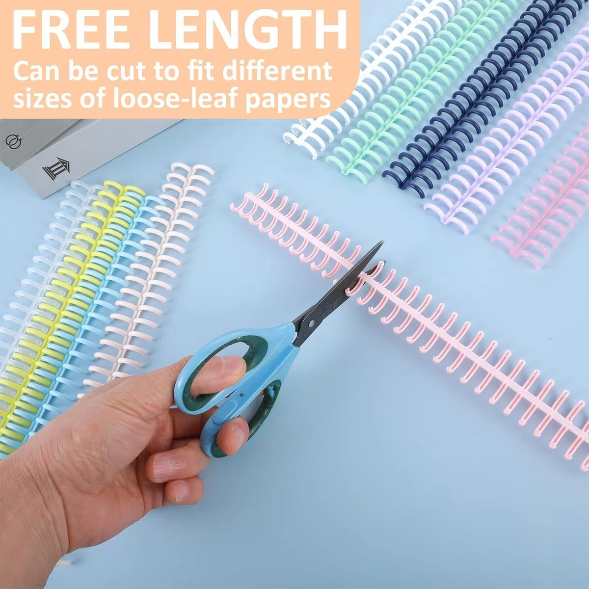 10 Pezzi Spine per Rilegatura a Pettine,22mm 30 Fori Pettine per Rilegatura in Plastica per Rilegatura a Fogli Sfusi 180 Fogli di Capacità per Libri di Cancelleria Ad Anello per Album di Diari