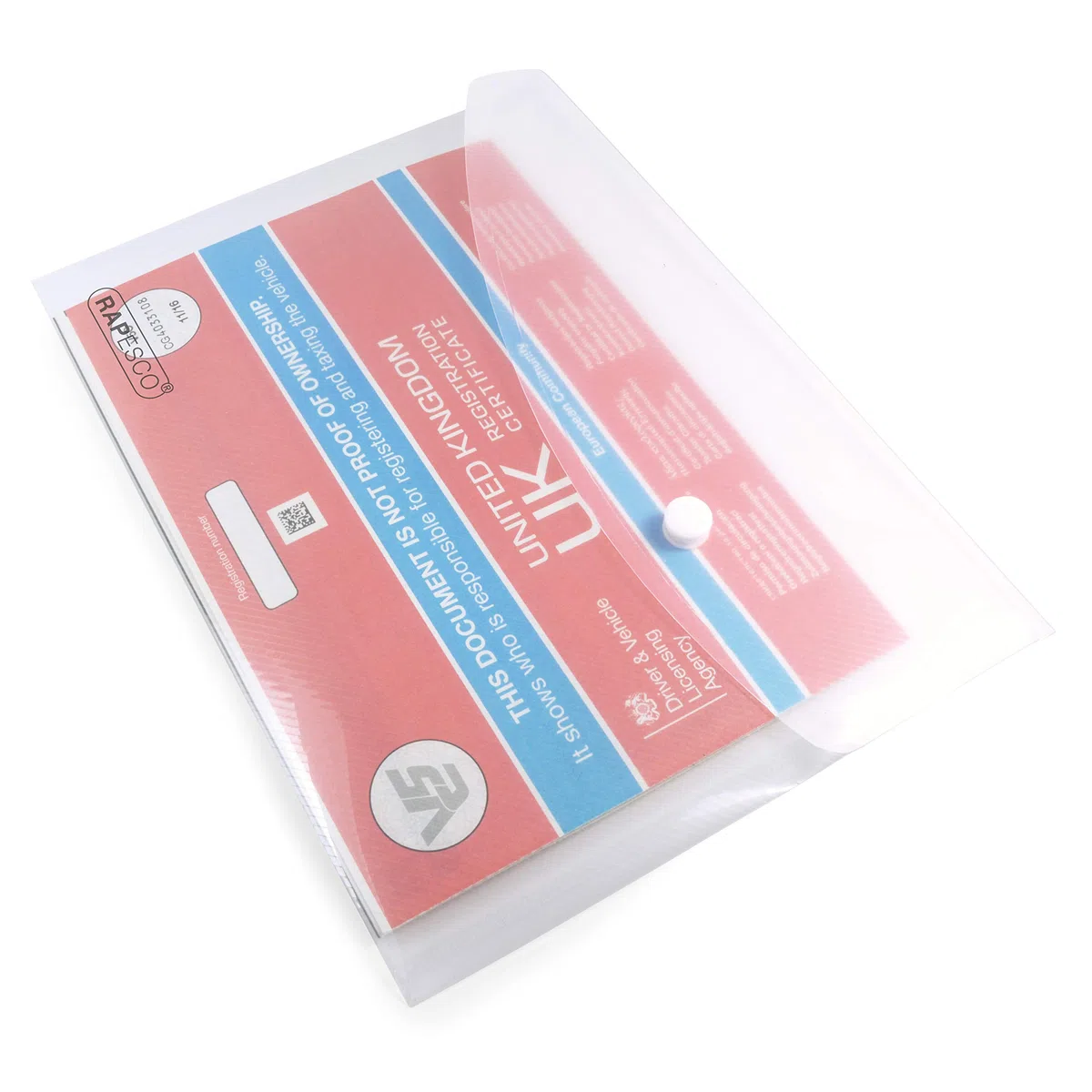 Rapesco 1501 ECO Busta Portadocumenti con Bottone, Materiale Riciclato, A5, Trasparente, Confezione da 50