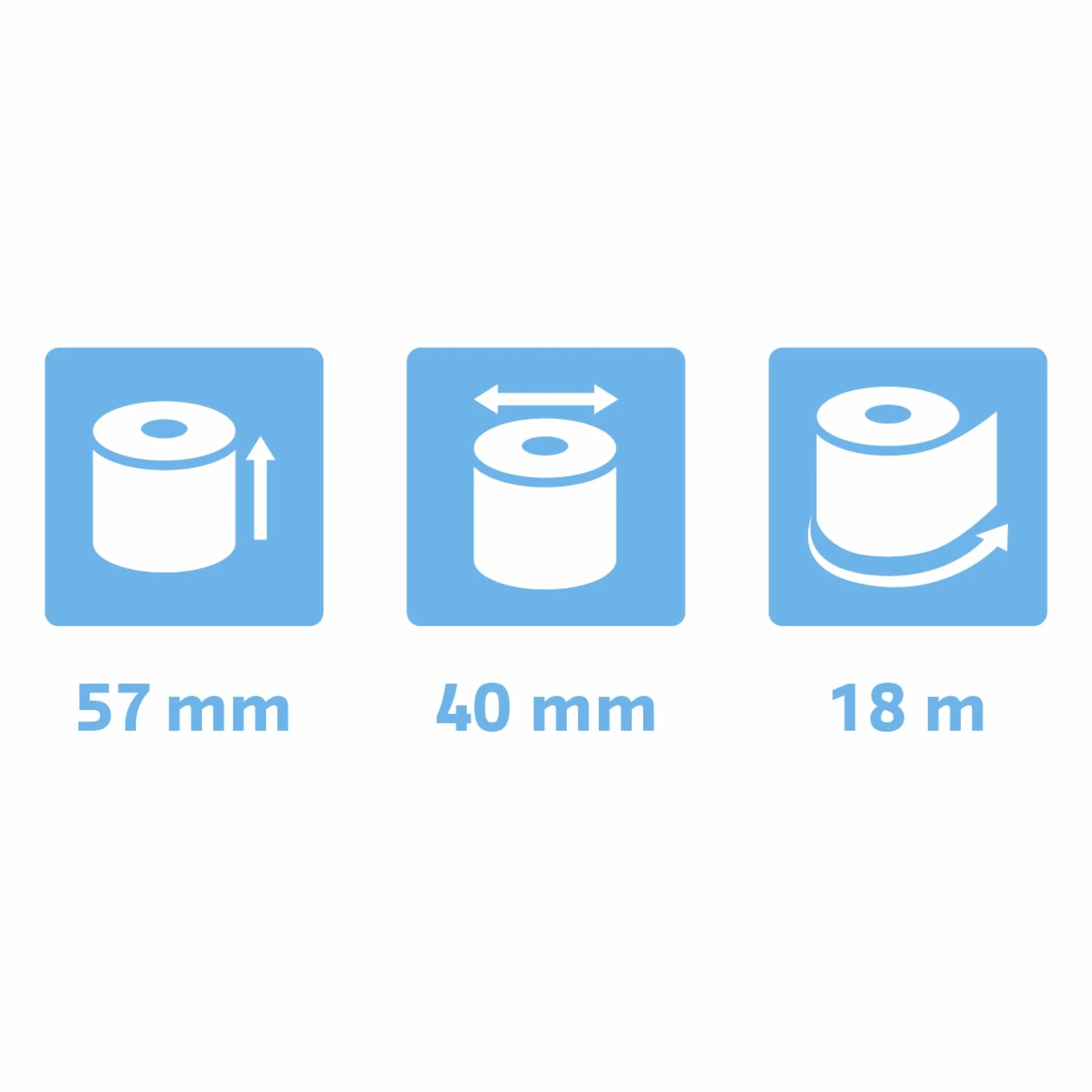 Exacompta 40339E - Scatola da 50 bobine per biglietti di carte di credito 57x40 mm, 1 piega termica 55g / m2 senza BPA, Lunghezza (+ o - 2 m): 18 m