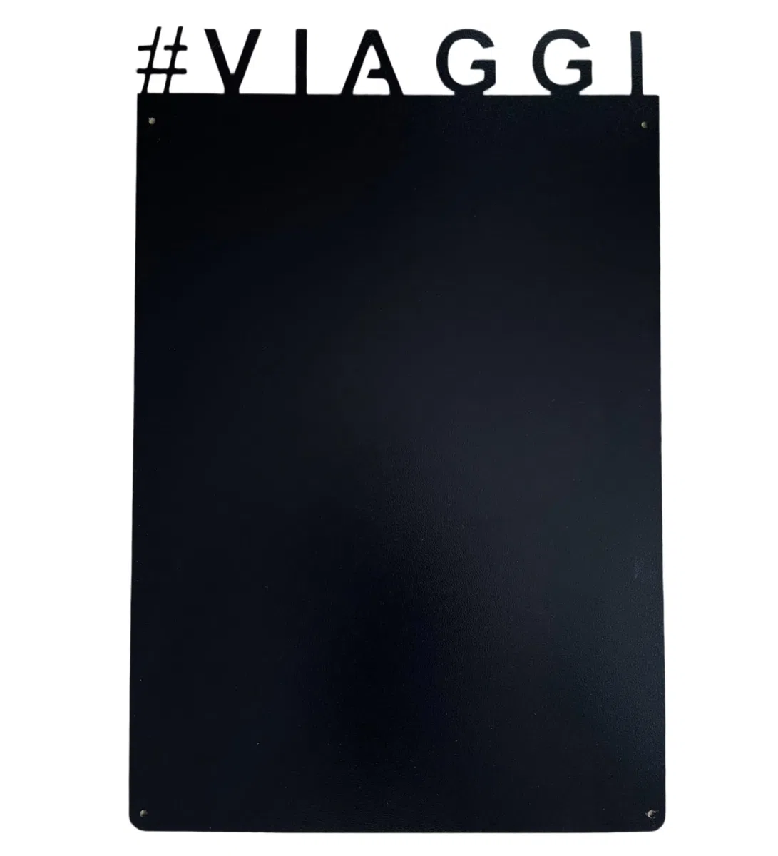 Lavagna Magnetica da Parete in Acciaio Nera VIAGGI 75x49 cm, Black Memo-Board, Pannello Magnetico per Calamite, Lavagna da Cucina, Ufficio, Camera dei Bambini