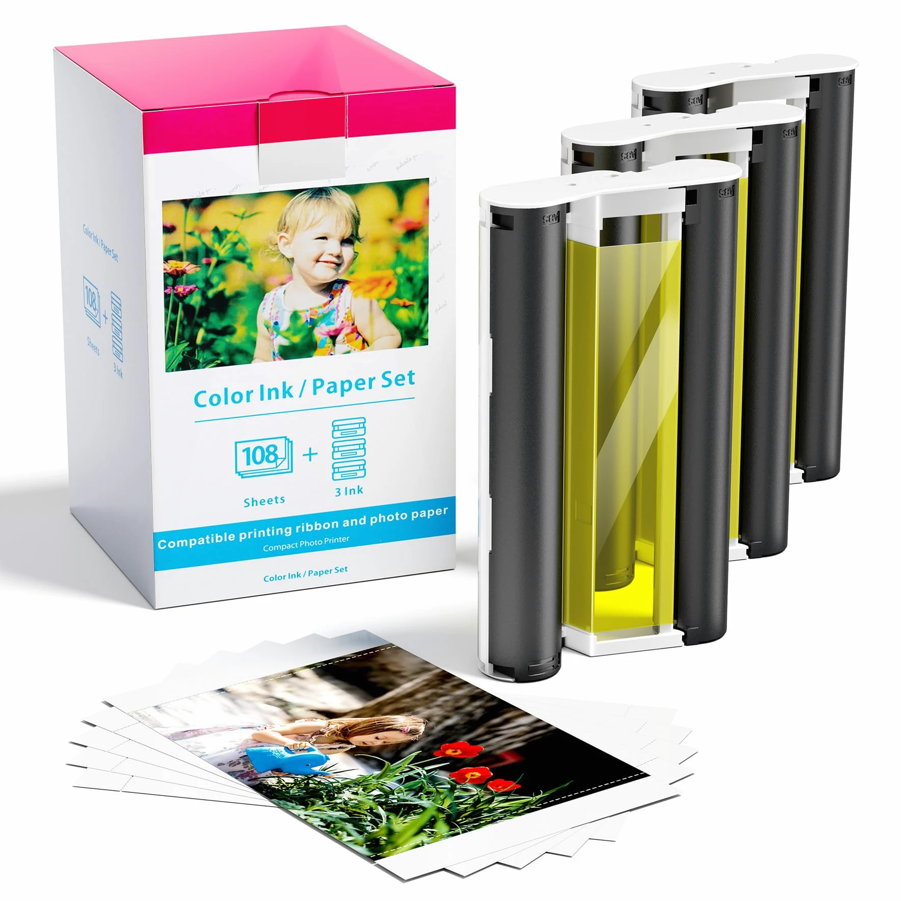 Ricambio Canon Selphy CP1500 con inchiostro e carta fotografica 6x4 pollici per Canon Selphy CP1300 CP1200 CP1000 CP910 CP810,3115B001(AA) Cartucce a 3 colori/108 fogli/100 x 148 mm Carta