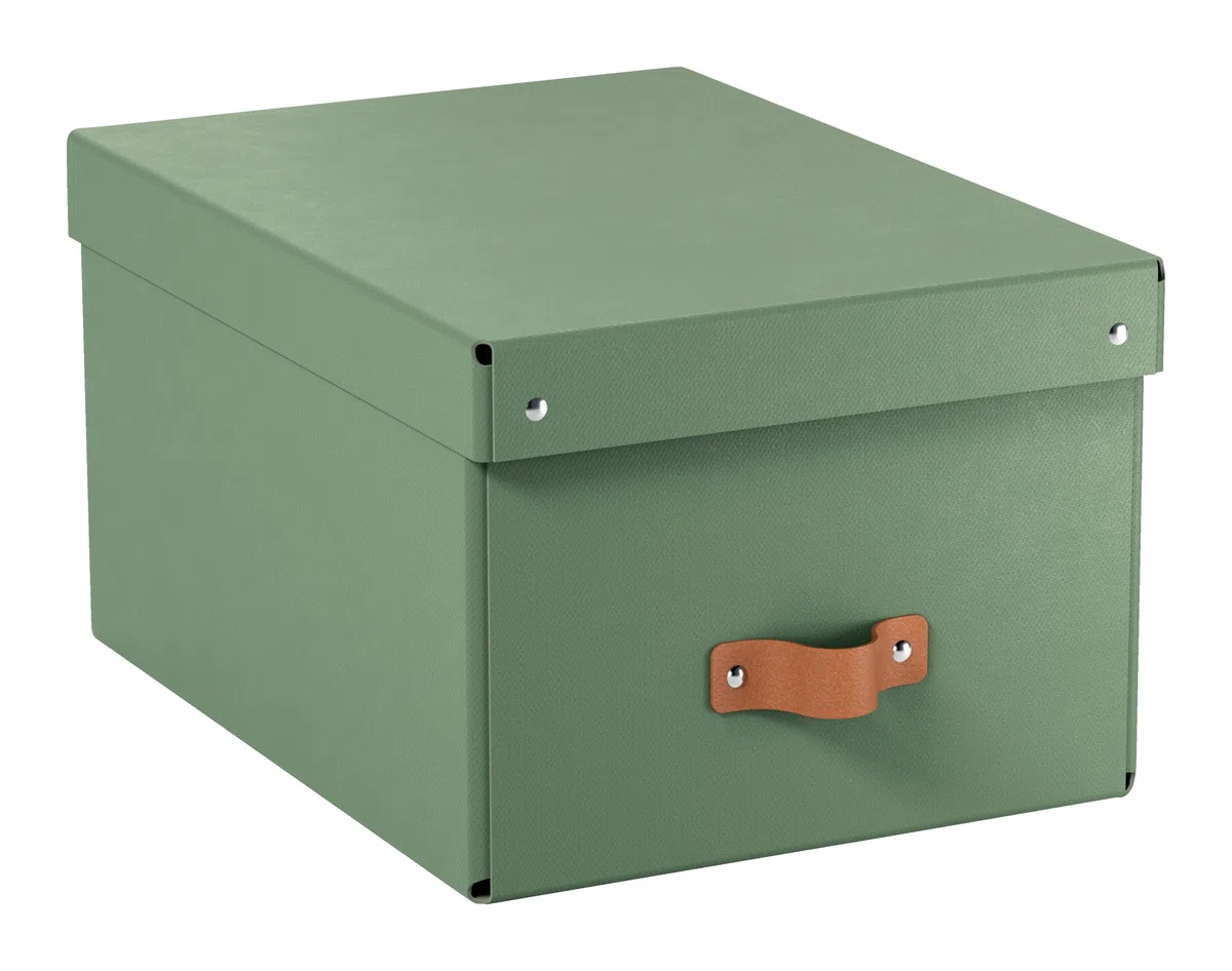 Leitz Puro, Set di 2 Scatole portaoggetti medie con Coperchio, Resistenti, Impilabili, Compatibili con mobili a Cubo e Ripiani, per Casa e Ufficio, Capacità di 17 litri, 27 x 37 x 20 cm, Verde Malva