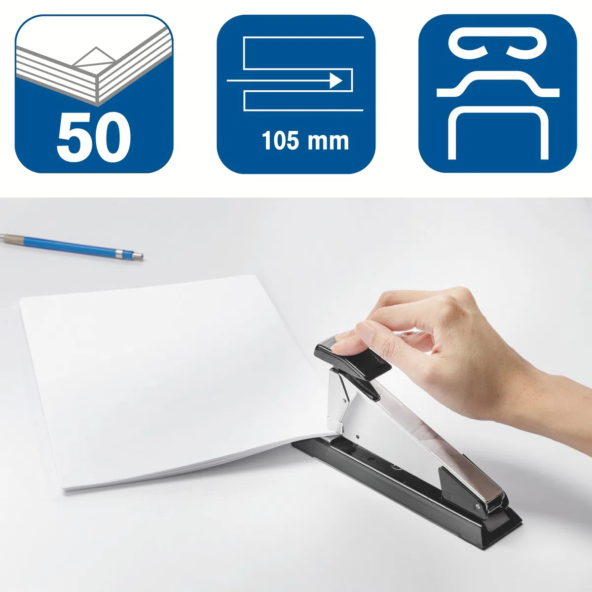 Rapid Classic K2+ Cucitrice da scrivania desktop, Pinzatrice compatibile con graffette n.24–26/6 & 24–26/8+,Incudine regolabile e meccanismo di caricamento posteriore, certificata ClimatePartner, Nero