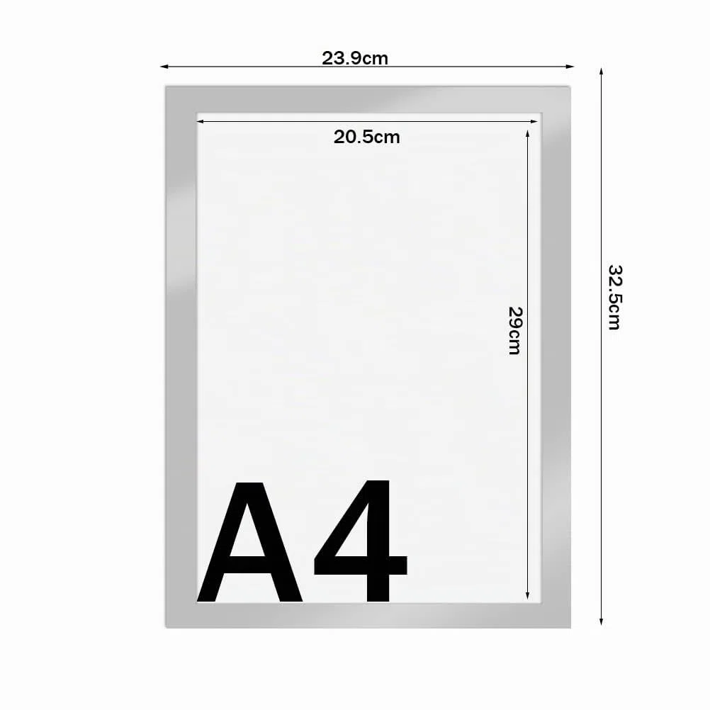 10pcs A4 Cornice Magnetica Autoadesiva,Informazioni Cornice argento, Display Impermeabile,Coperture per Segnaletica,Foto,Documenti,Pareti e Finestre,Chiusura Magnetica,Copertura Magnetica(32,5x24cm)