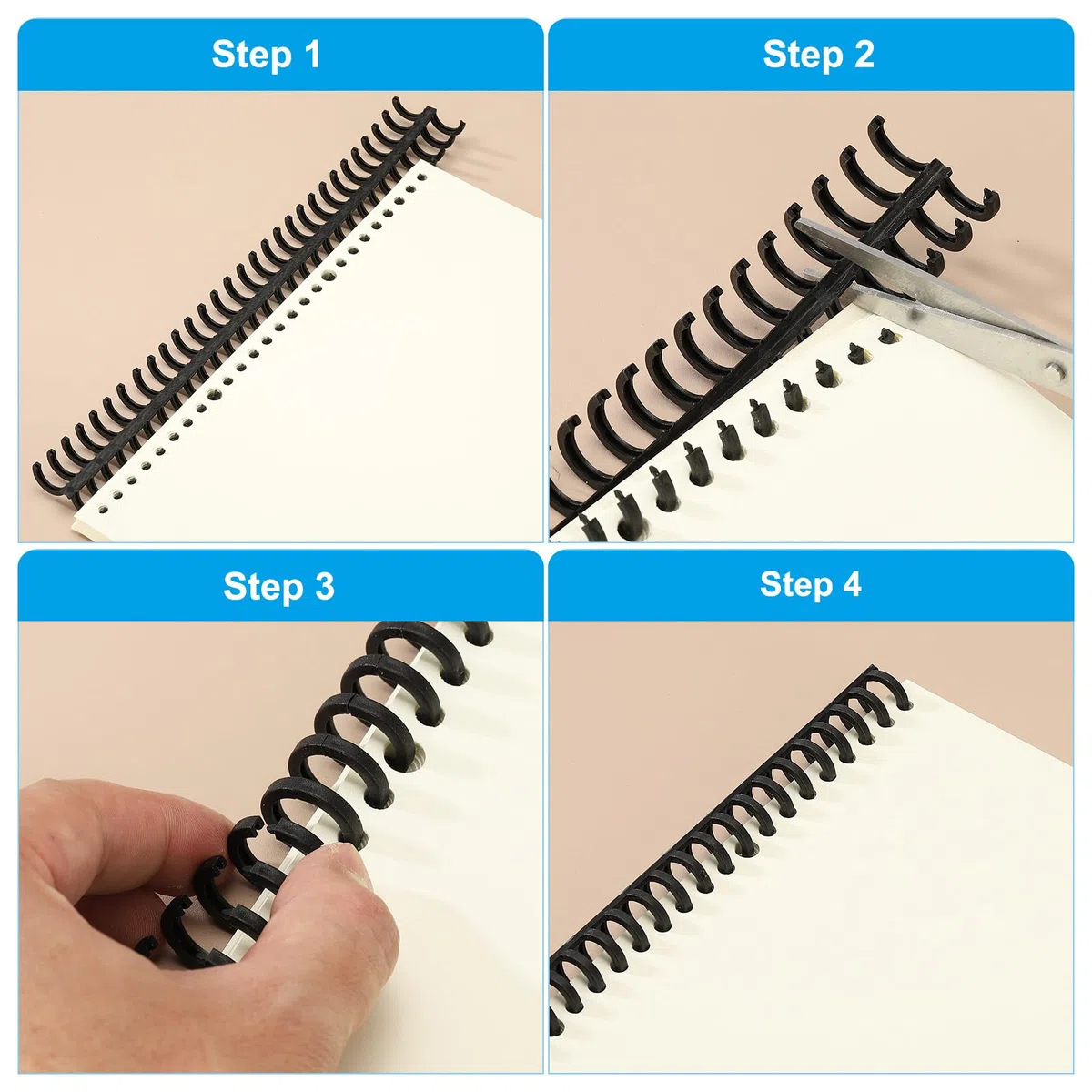 PATIKIL Spirali per Rilegatura Plastica da 12mm (1/2"), 25Pz Spirale per Rilegatura a Spirale Capacità 85 Fogli 3:1 Passo Spirali Legatura per Rilegare Fogli Carta, Coral Blue