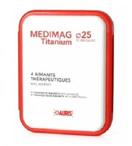 Cofanetto magneti terapeutici Medimag Titanium, diametro 25 mm, per alleviare dolori o fastidi