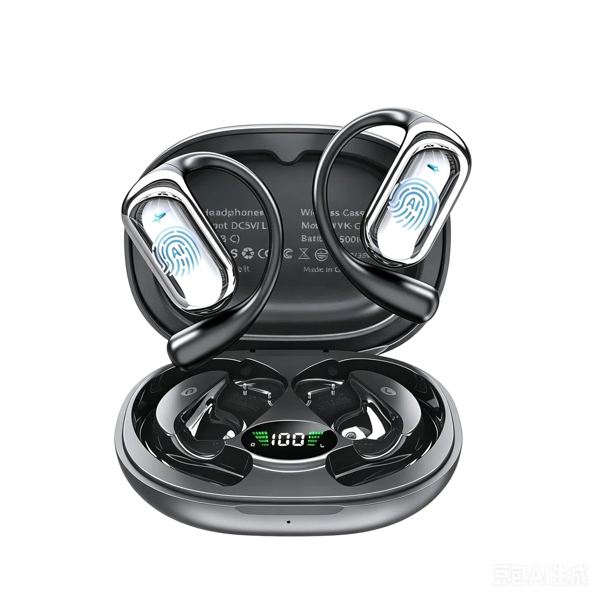 AI Cuffie Traduzione 4-in-1 in 188 Lingue Bluetooth 6.1 Auricolari Cuffiette Traduttore Istantaneo Vocale,Open Ear 60 ore Cancellazione Rumore ENC,IPX7 Traduttori Istantanei Vocali per Affari, Viaggi