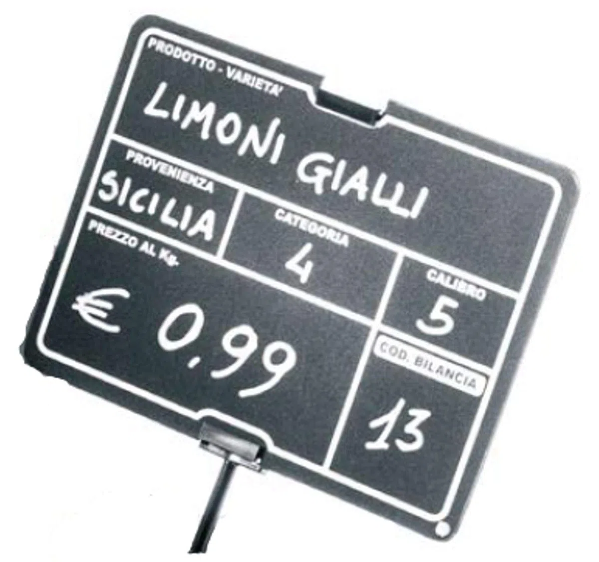 Kit 25 LAVAGNE SEGNAPREZZI PPL PER TRACCIABILITÀ ORTOFRUTTA CON MOLLETTA E ASTA 50 MM SPESSORE 1,2 mm D: 15 x 11 H cm