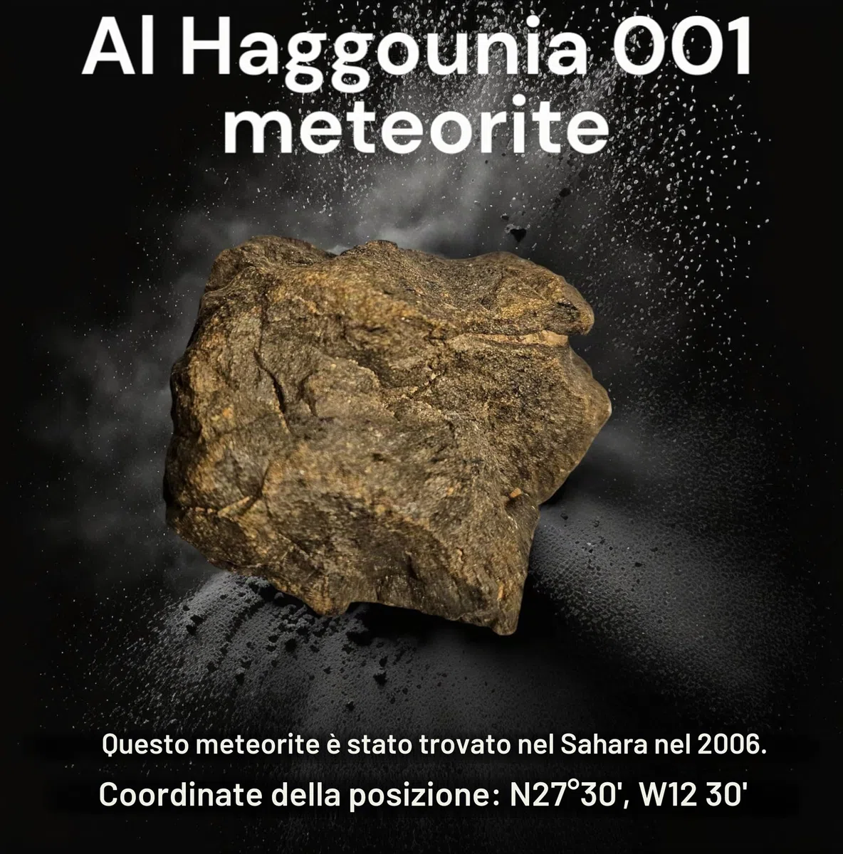 GreatGift Meteorite Standard -Al Haggounia 001 - Con certificato - Regalo molto speciale - Pietra spaziale - Pietra preziosa - Meteorite, gg-3111