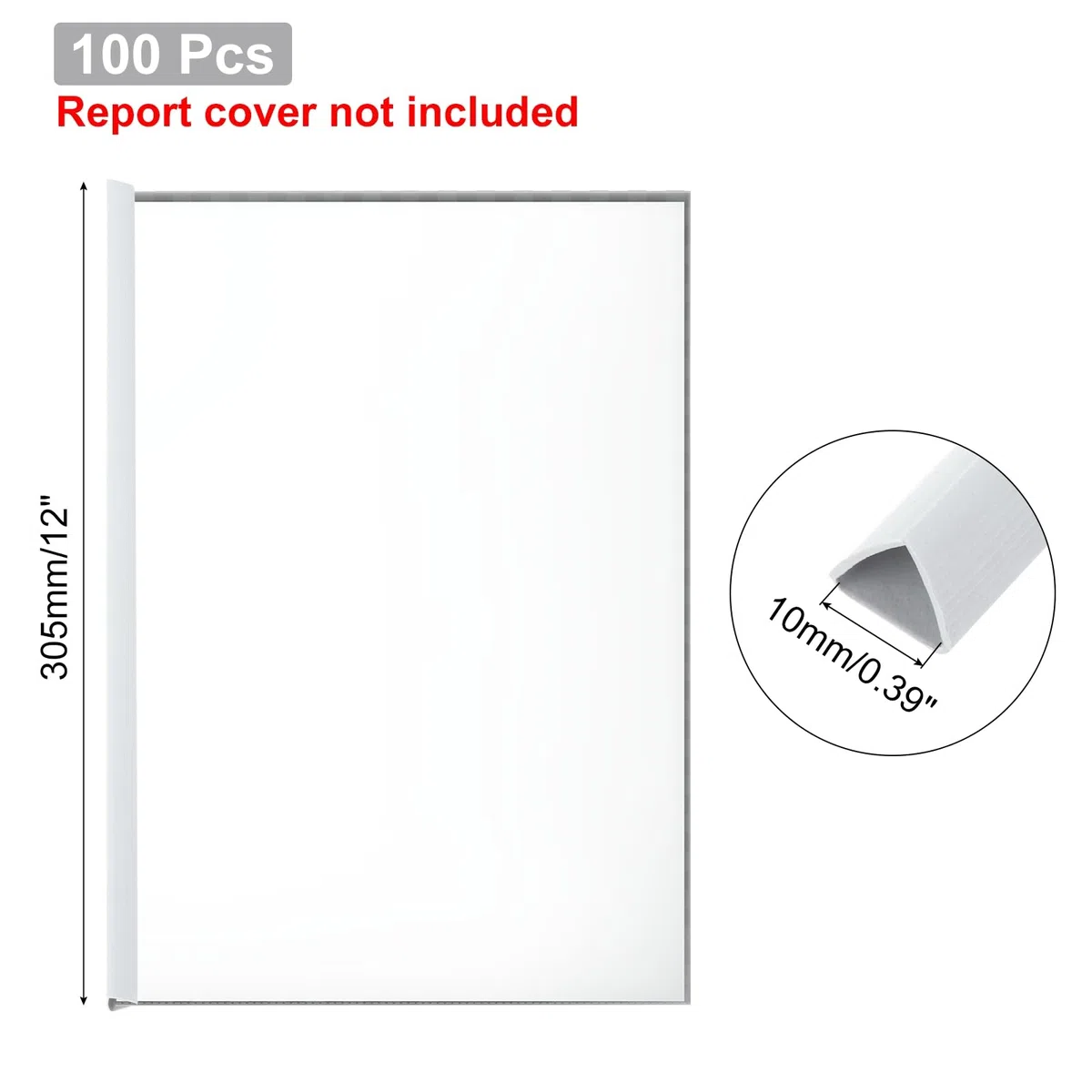 PATIKIL 100pz Barre Rilegatura, 10mm Dorsi Plastici Rilegatura 70 Fogli Capacità Raccoglitore Rapporto Formato A4 Raccoglitore Presentazione Triangolare per Copertina Rapporto, Bianco