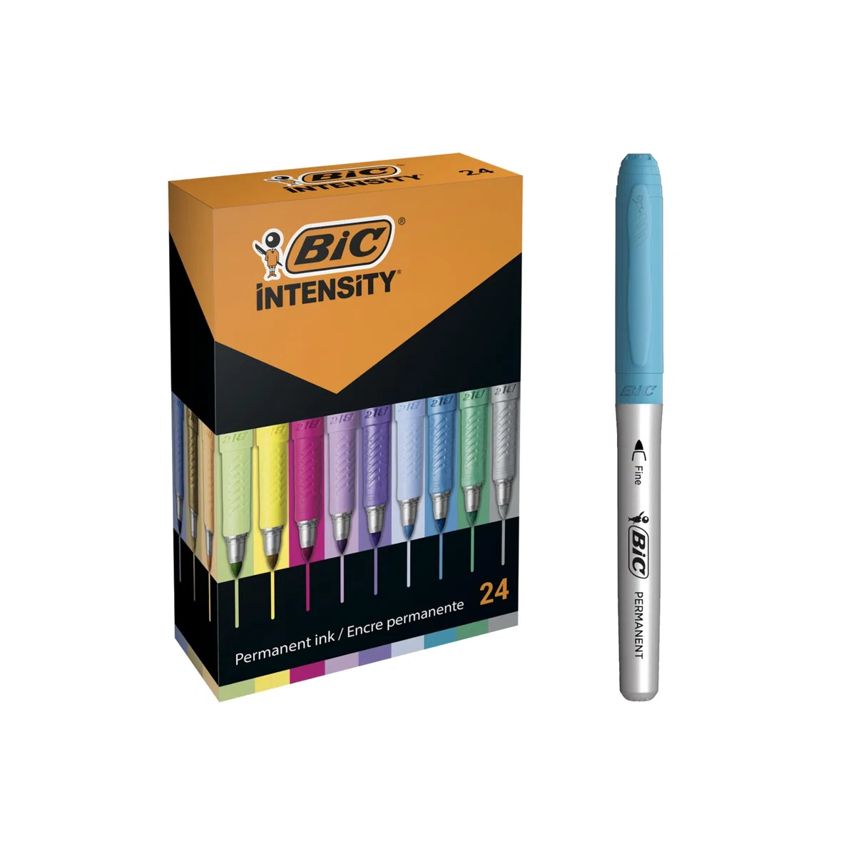 Bic Intensity, Pennarelli Colorati Indelebili, Set Cancelleria Casa E Scuola, 24 Unità, ‎Intenso/Pastello/Metallizzato, (la confezione può variare)