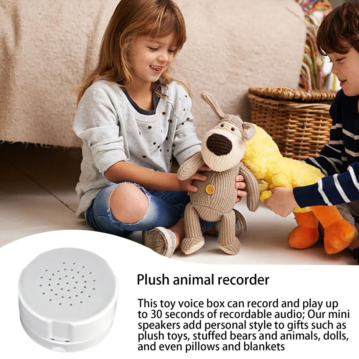 5Pz 30 Secondi Registratore Vocale, Scatola Vocale Giocattolo per Regali Fai da Te, Registra Un Messaggio Personalizzato per Animali di Peluche, Orso di Peluche, Bambola Giocattolo E Cuscino