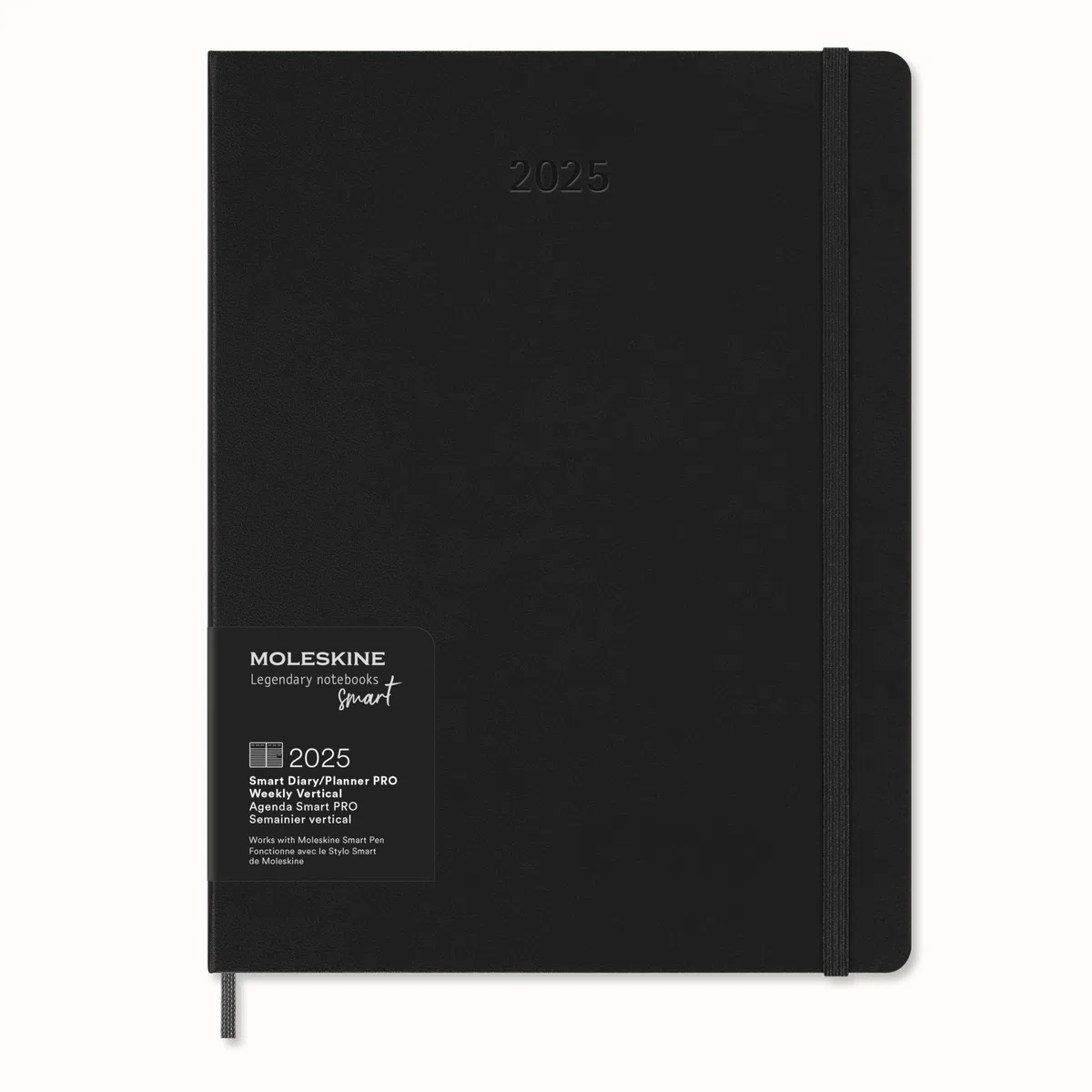 Moleskine Weekly Planner, Agenda Settimanale Smart PRO 12 Mesi 2025, Smart PRO Planner, Chiusura Elastica, Colore Nero, Formato Extra Large 19x25 cm