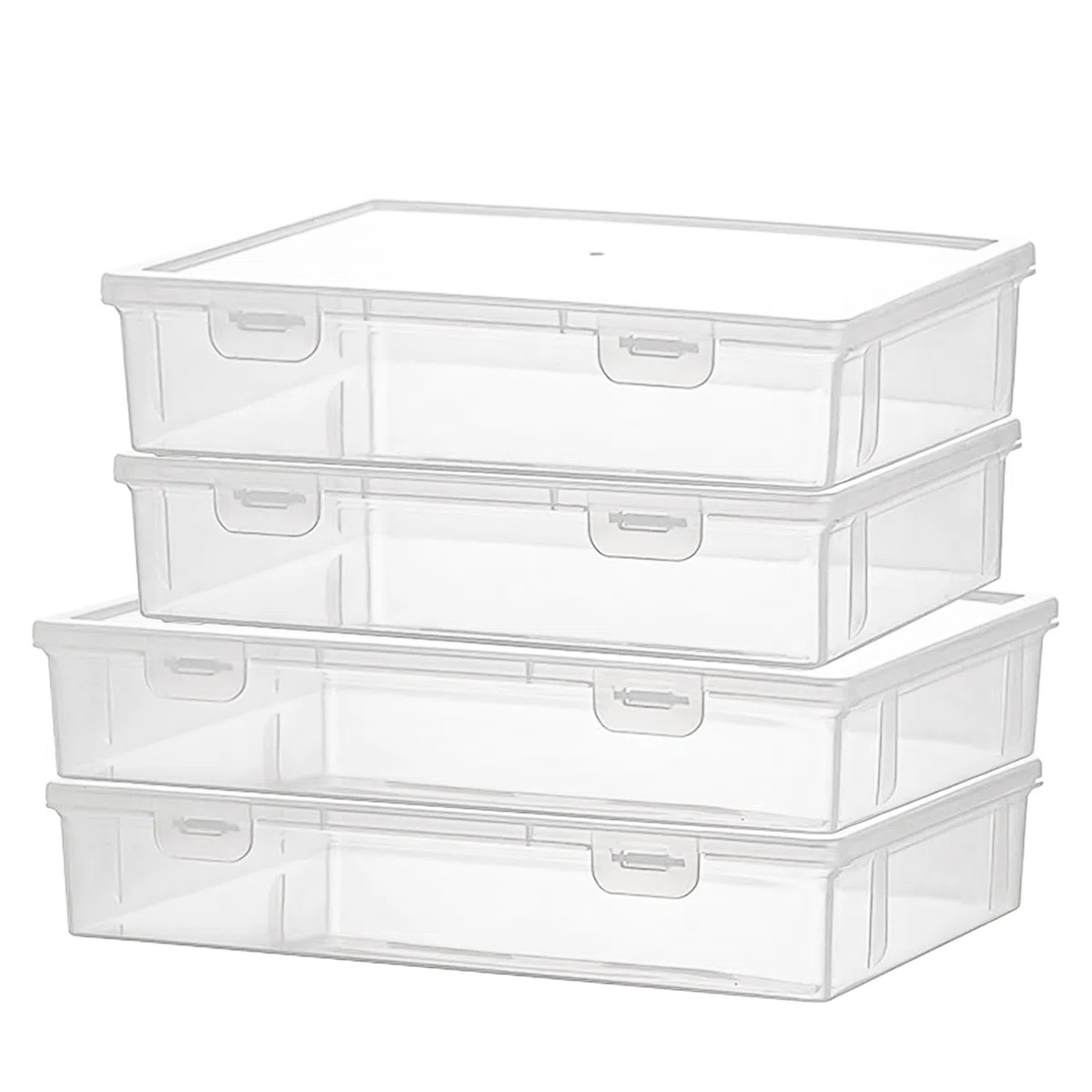 4 Pezzi Scatole Documenti Plastica Impilabili Scatola Dcumenti Portaoggetti Portatile Scatola File Trasparente con Scatto Scatole Documenti Plastica Portaoggetti per Lettere,Puzzle,Certificati