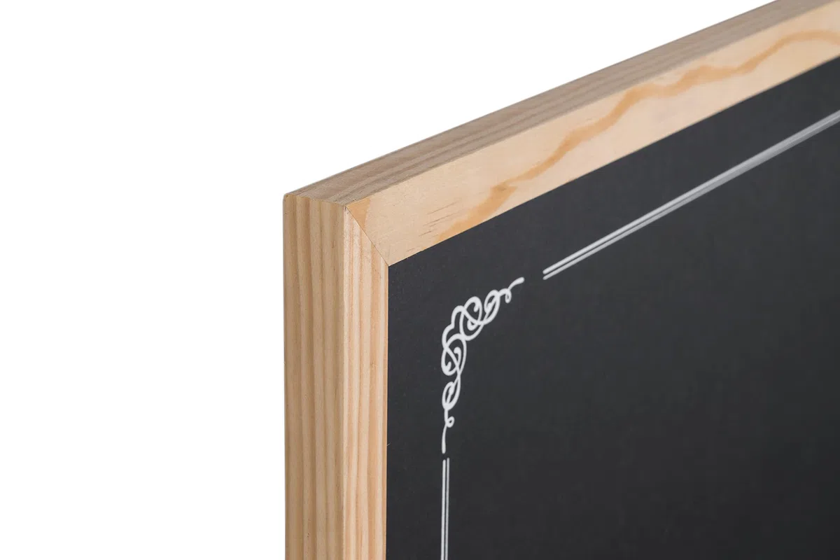 Bi-Office - Lavagna Nera per Gesso Decorative, 600 x 400 mm, Cornice di Pino