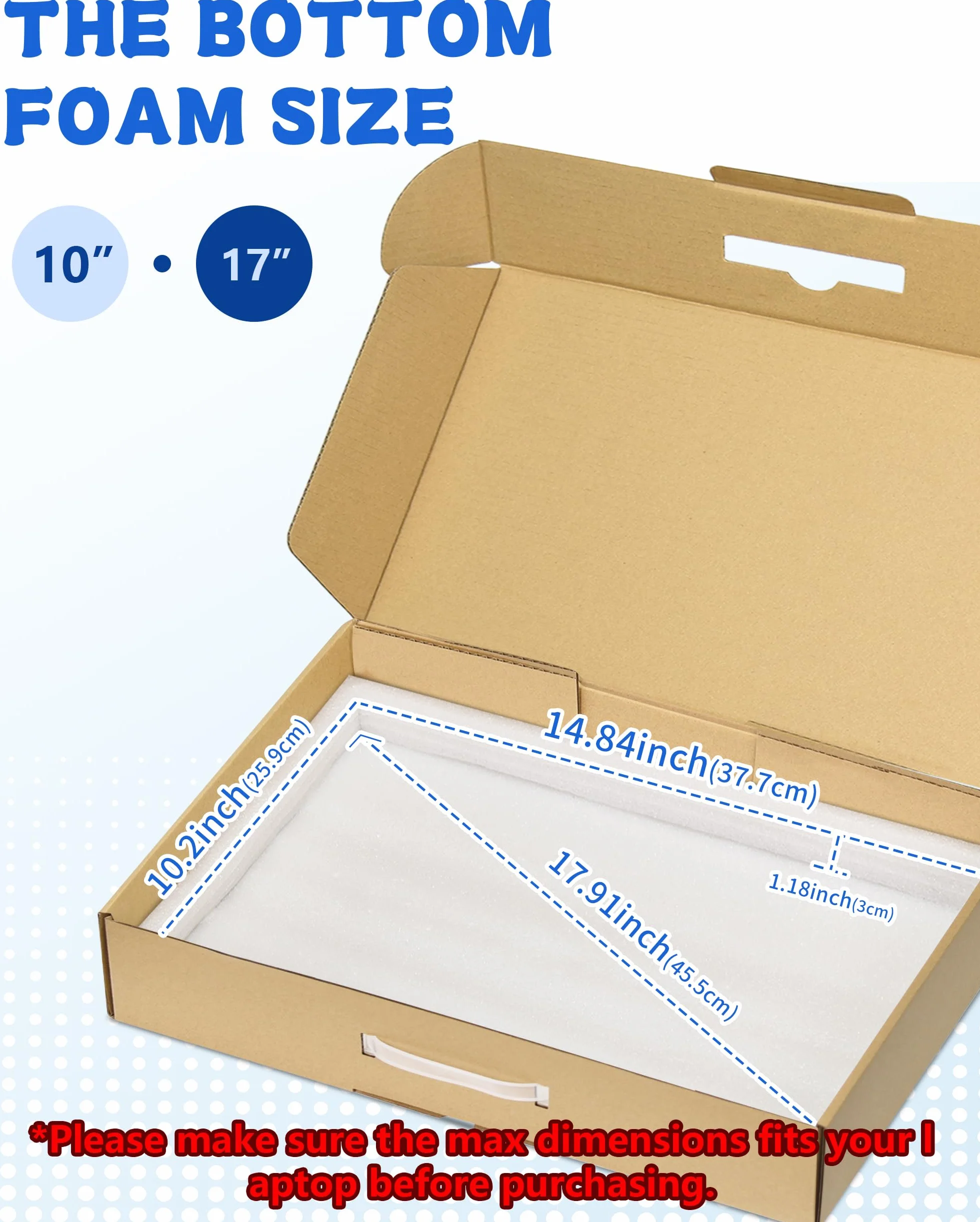 Scatola di spedizione per laptop con schiuma protettiva per notebook fino a 17 pollici, scatola di cartone per la spedizione, cassetta postale sicura
