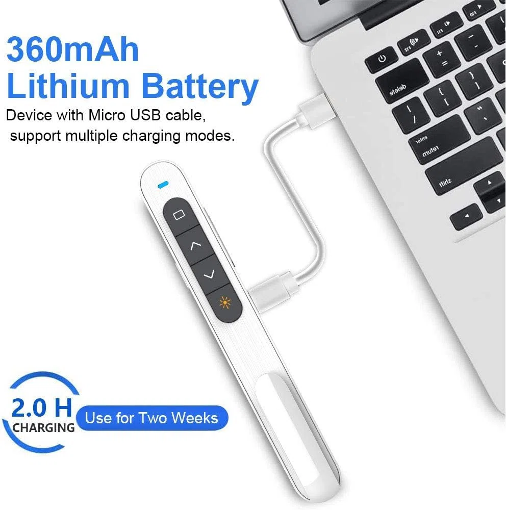 Norwii Wireless Presenter N76 Puntatore Luce Ricaricabile con Durata Della Batteria Lunga 360mAh, Supporto Del Puntatore Di Presentazione per Mac