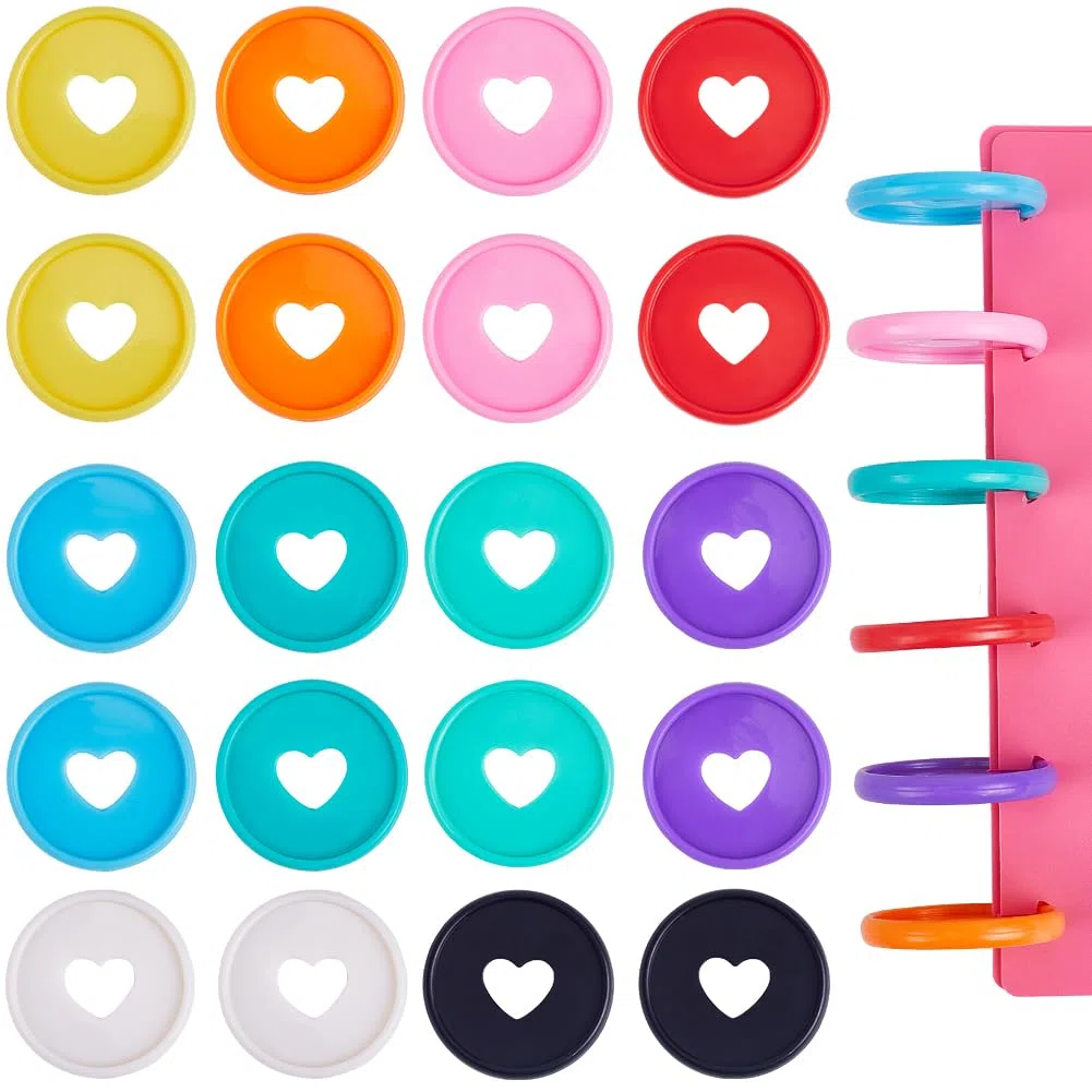CRASPIRE 60 pz 35mm Dischi per Rilegatura di Libri 10 Colori Dischi per Rilegatura Rotondi Trasparenti in Plastica Dischi per Rilegatura A Fungo Dischi di Espansione con Foro A Fungo Cerchio
