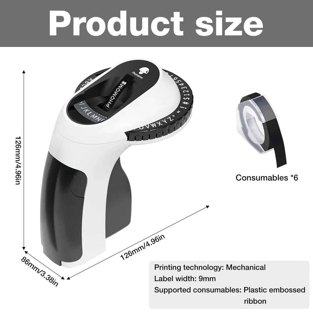 Foreverup Etichettatrice a Rilievo, 3D Etichettatrice Etichette Adesive,Etichettatrice per goffratura con 6 Nastri per Etichette, Comoda per Utile Casa Ufficio Cucina(Nero)