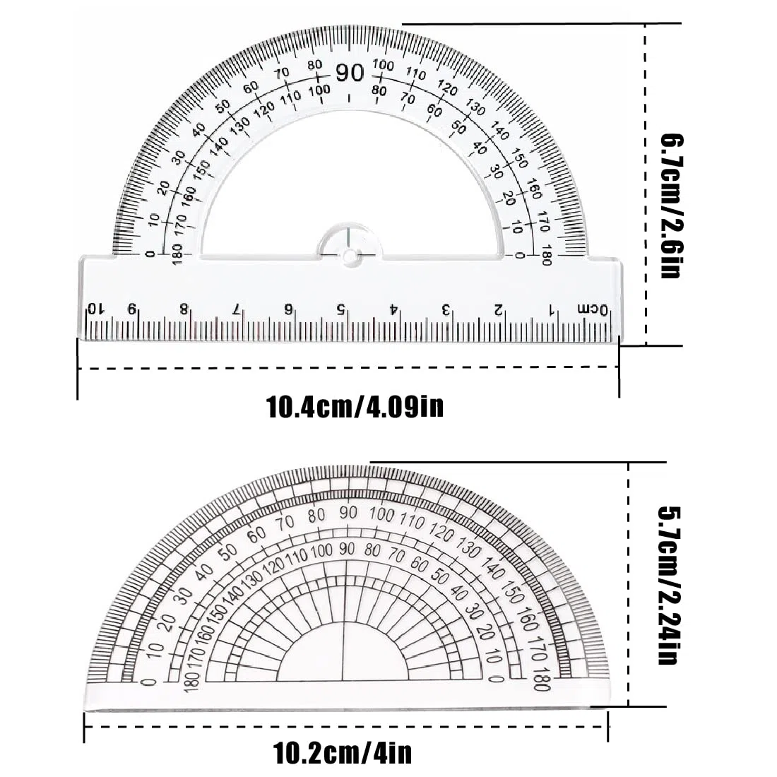 SULIUDAJI 3 pezzi Goniometro Plastica, Goniometro 180 Gradi Protractor Plastic Protractor Protractor 180 Goniometro Geometrico