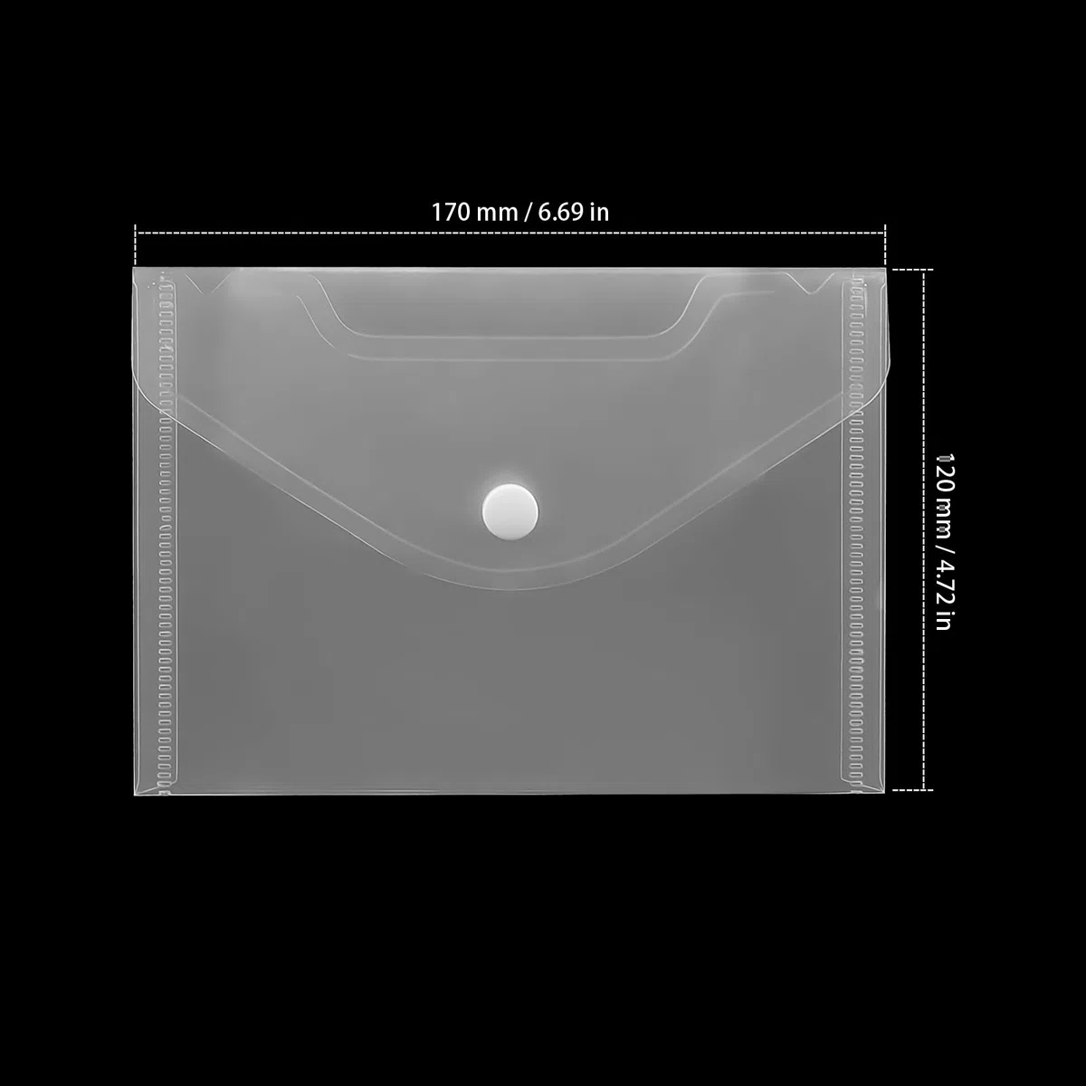 50 cartelle trasparenti in formato A6, 170 x 120 mm, in plastica, con bottone a pressione, per ufficio
